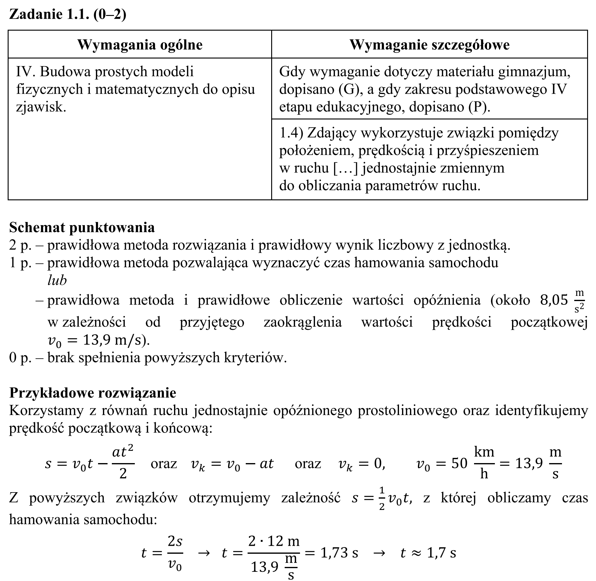 Matura, maj 2017, odpowiedź do zadania 1.1