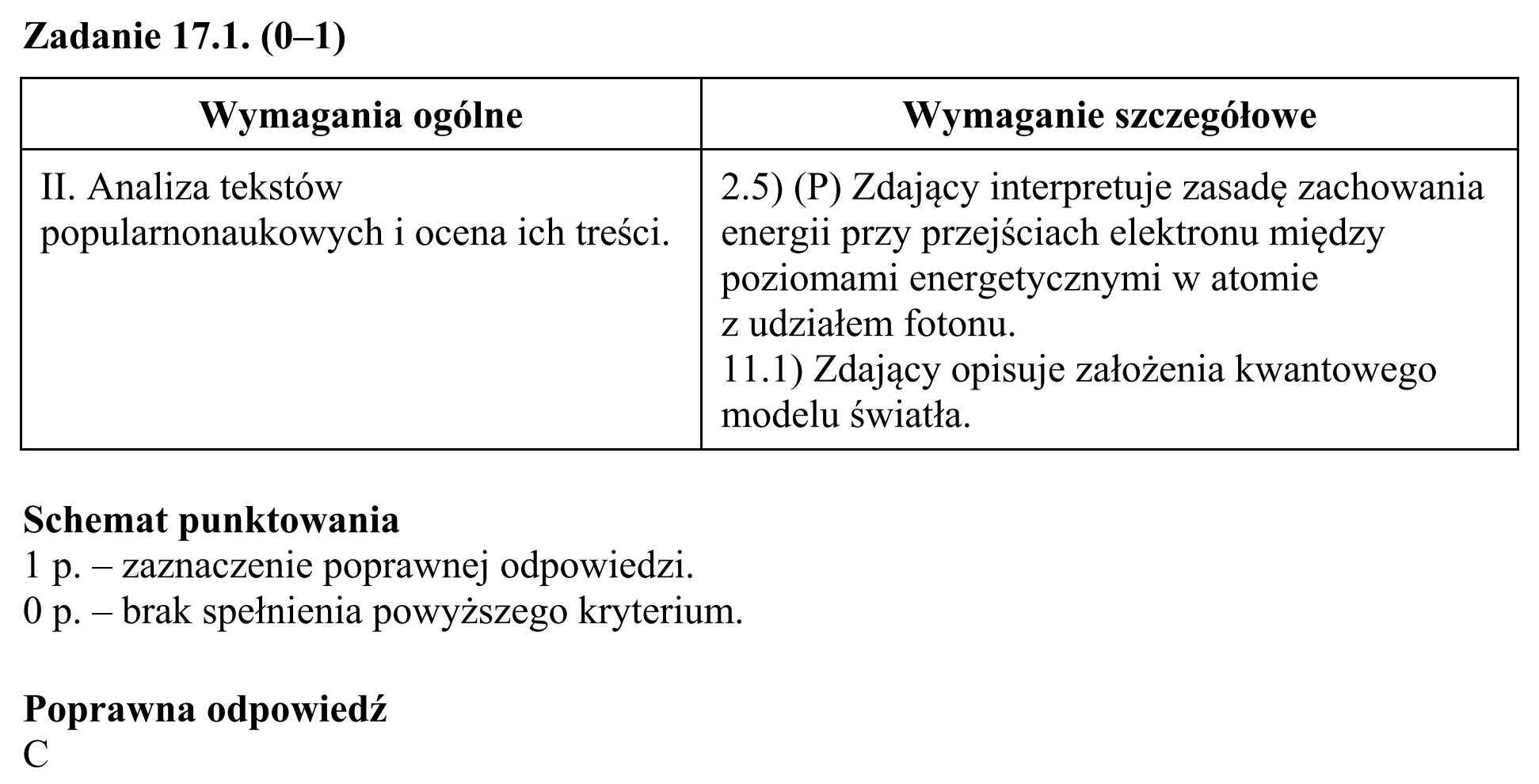 Matura, maj 2017, odpowiedź do zadania 17.1