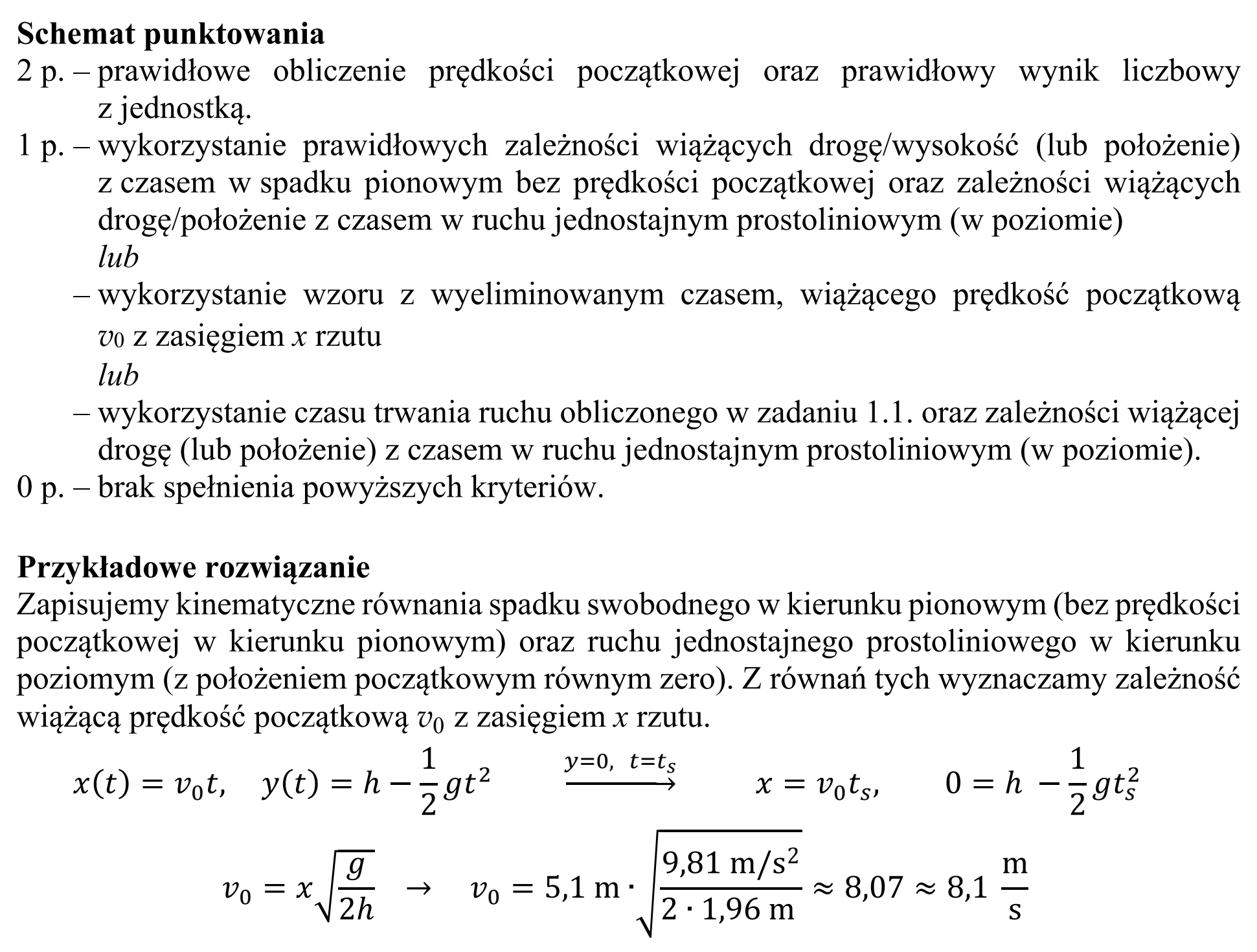 Matura, maj 2019, odpowiedź do zadania 1.2, fragment 2