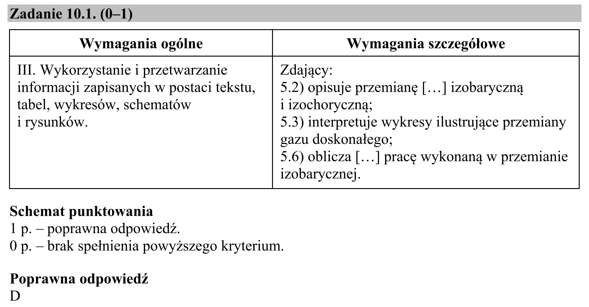 Matura, maj 2019, odpowiedź do zadania 10.1