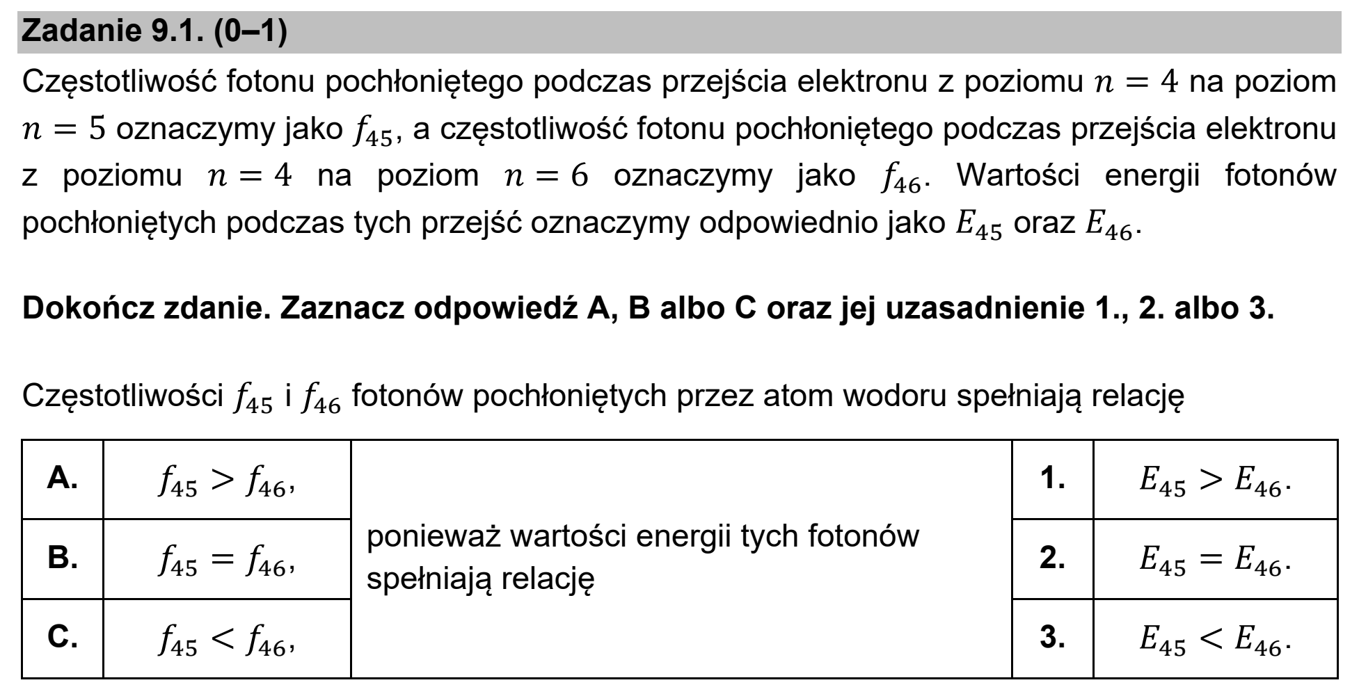 Matura, maj 2021, zadanie 9.1