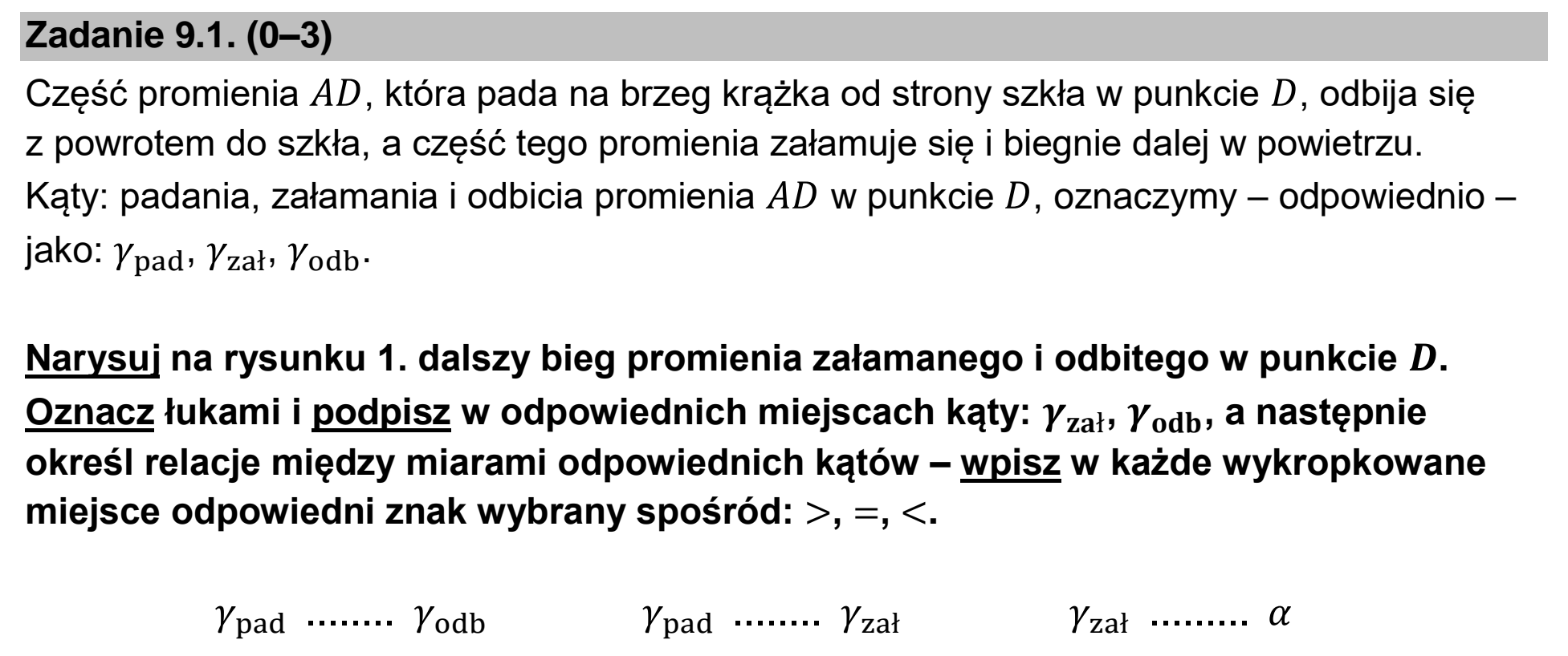 Matura, maj 2023, zadanie 9.1