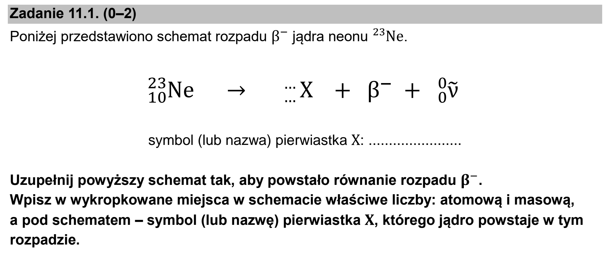 Matura, maj 2026, zadanie 11.1
