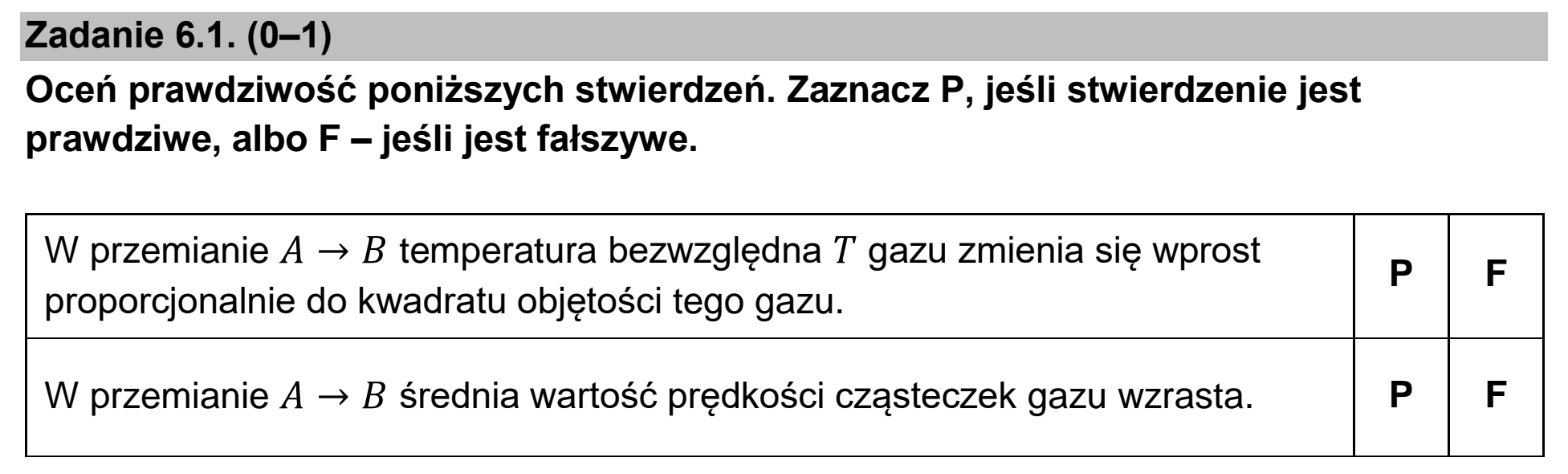 Matura, maj 2026, zadanie 6.1