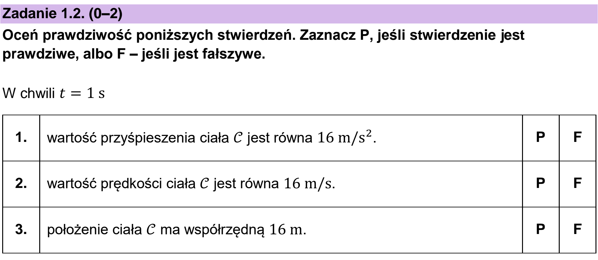 Matura dodatkowa, czerwiec 2025, zadanie 1.2
