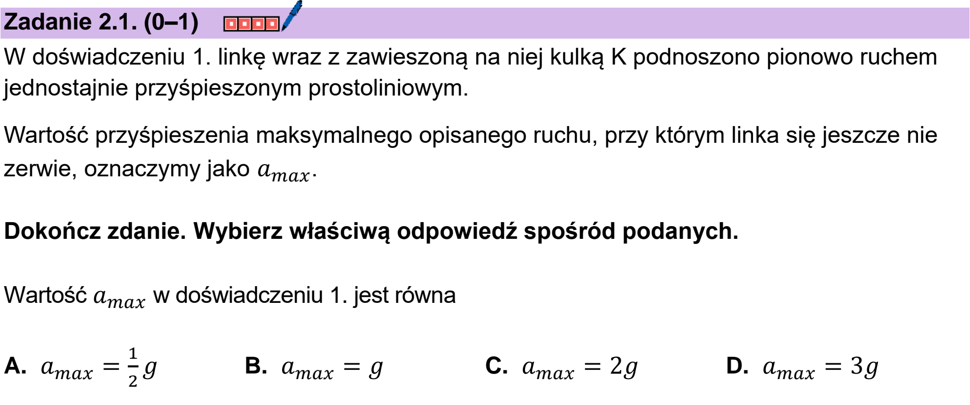 Matura dodatkowa, czerwiec 2026, zadanie 2.1