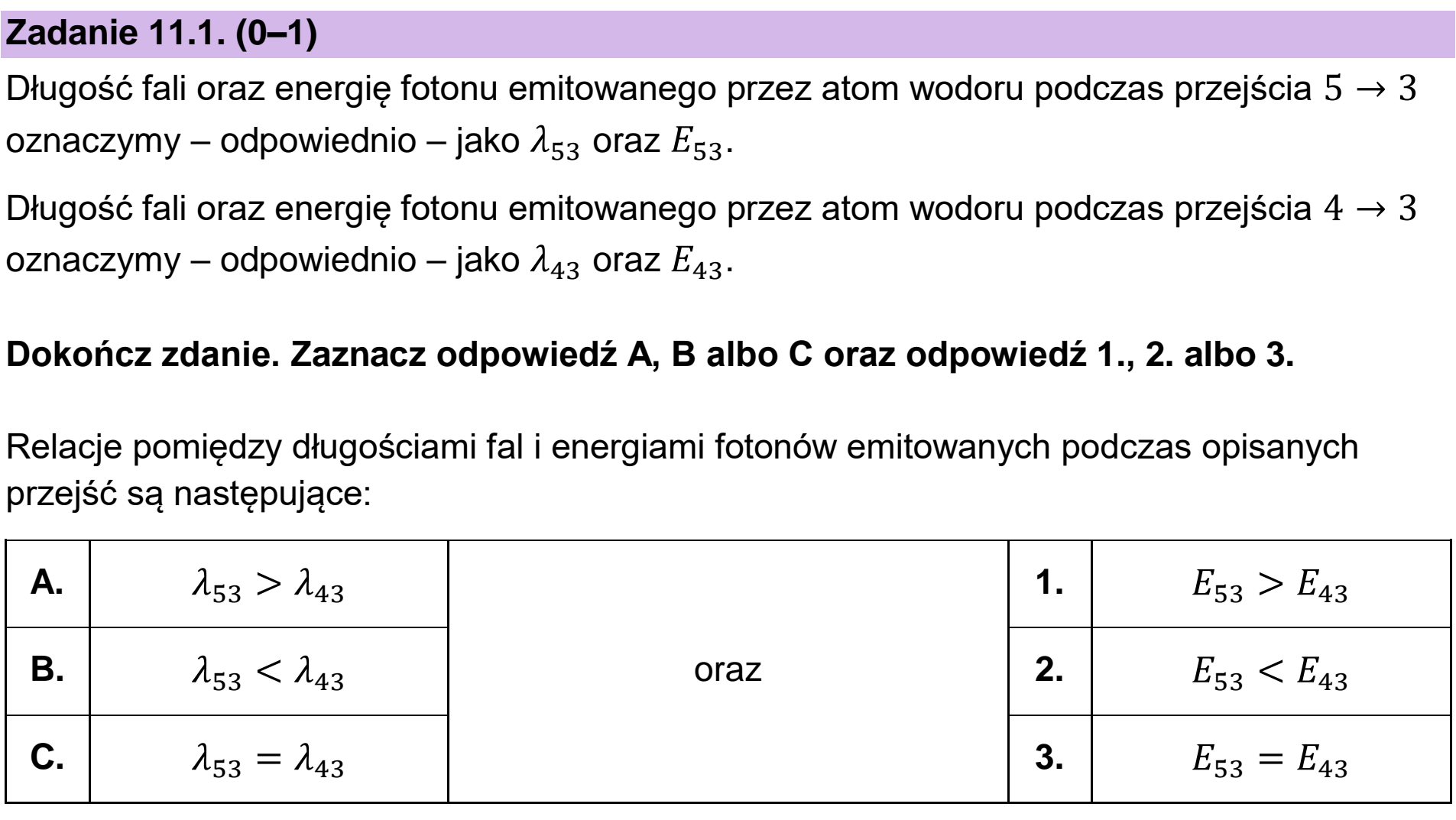 Matura, maj 2025, zadanie 11.1