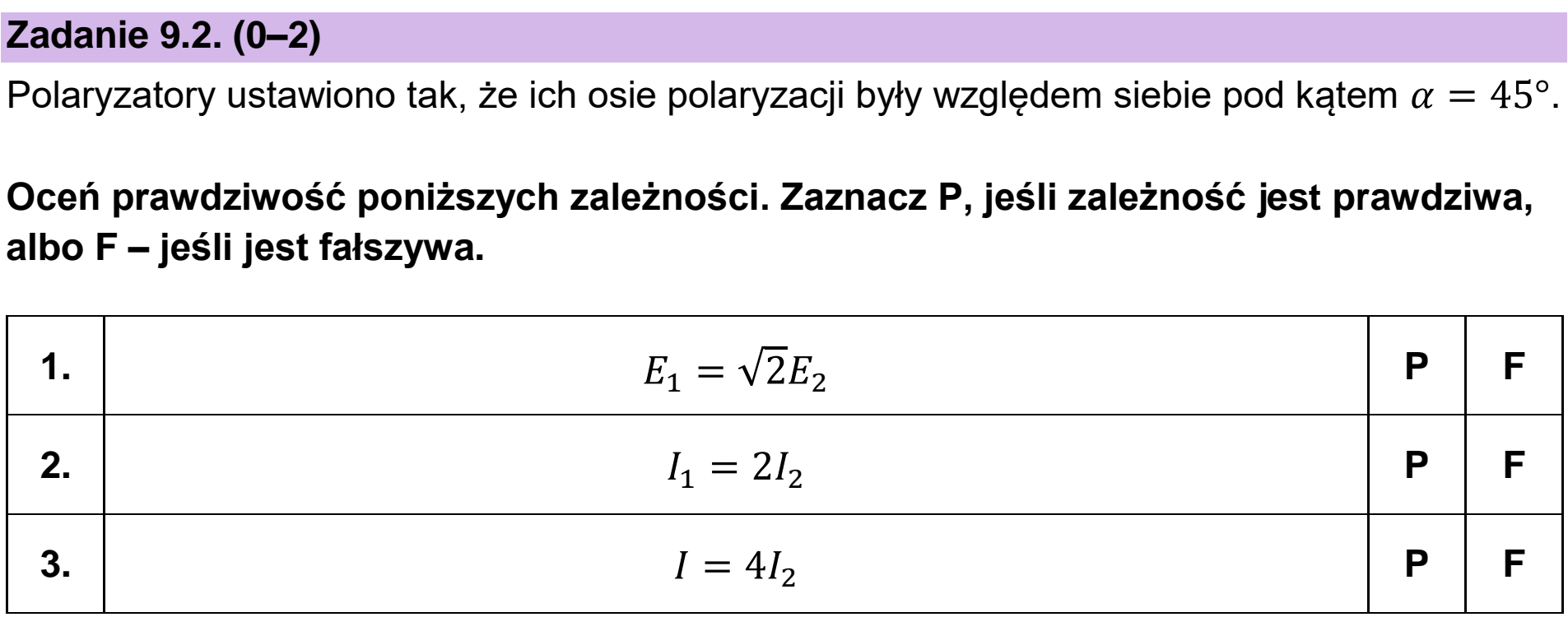 Matura, maj 2025, zadanie 9.2