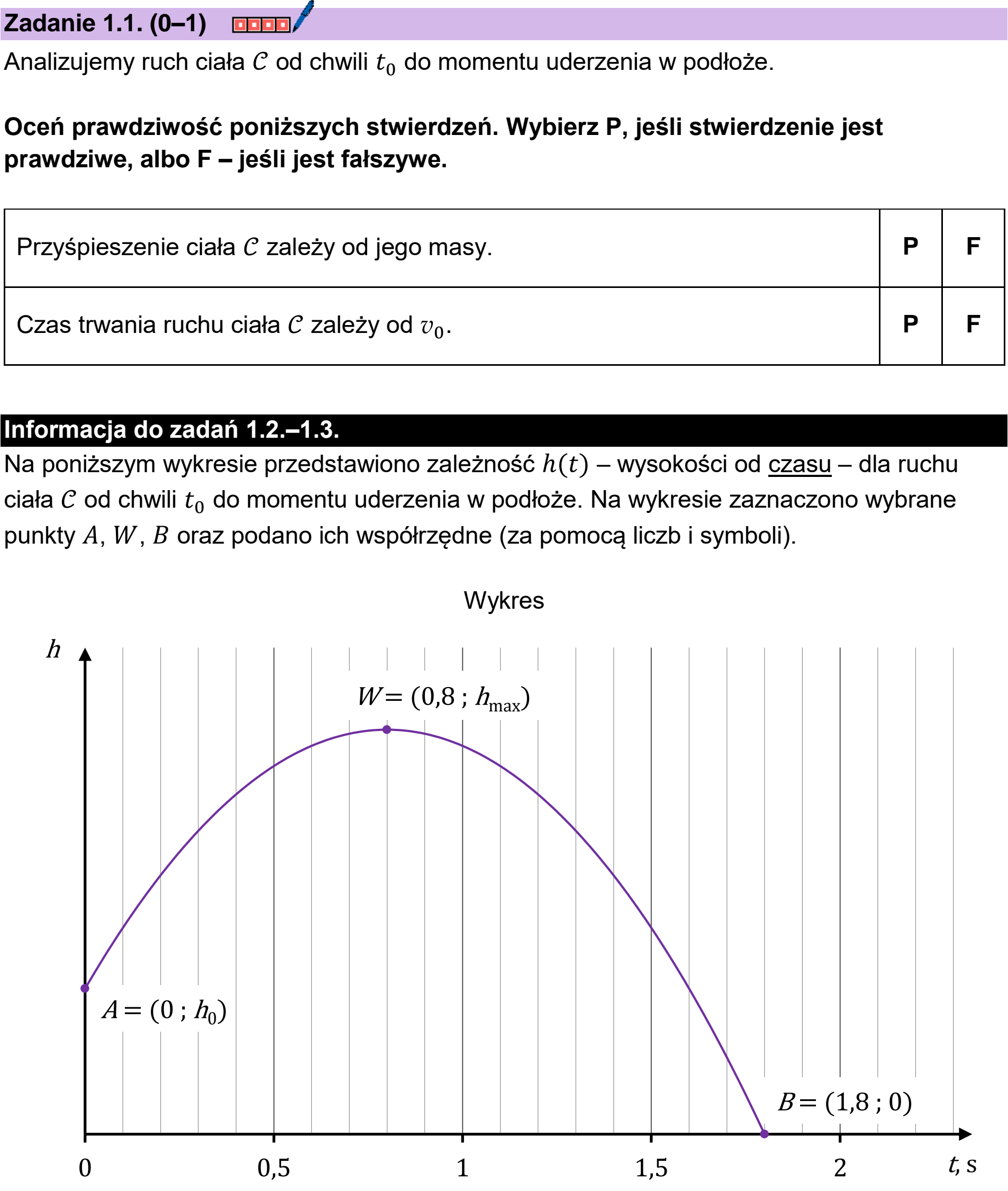 Matura, maj 2026, zadanie 1.1