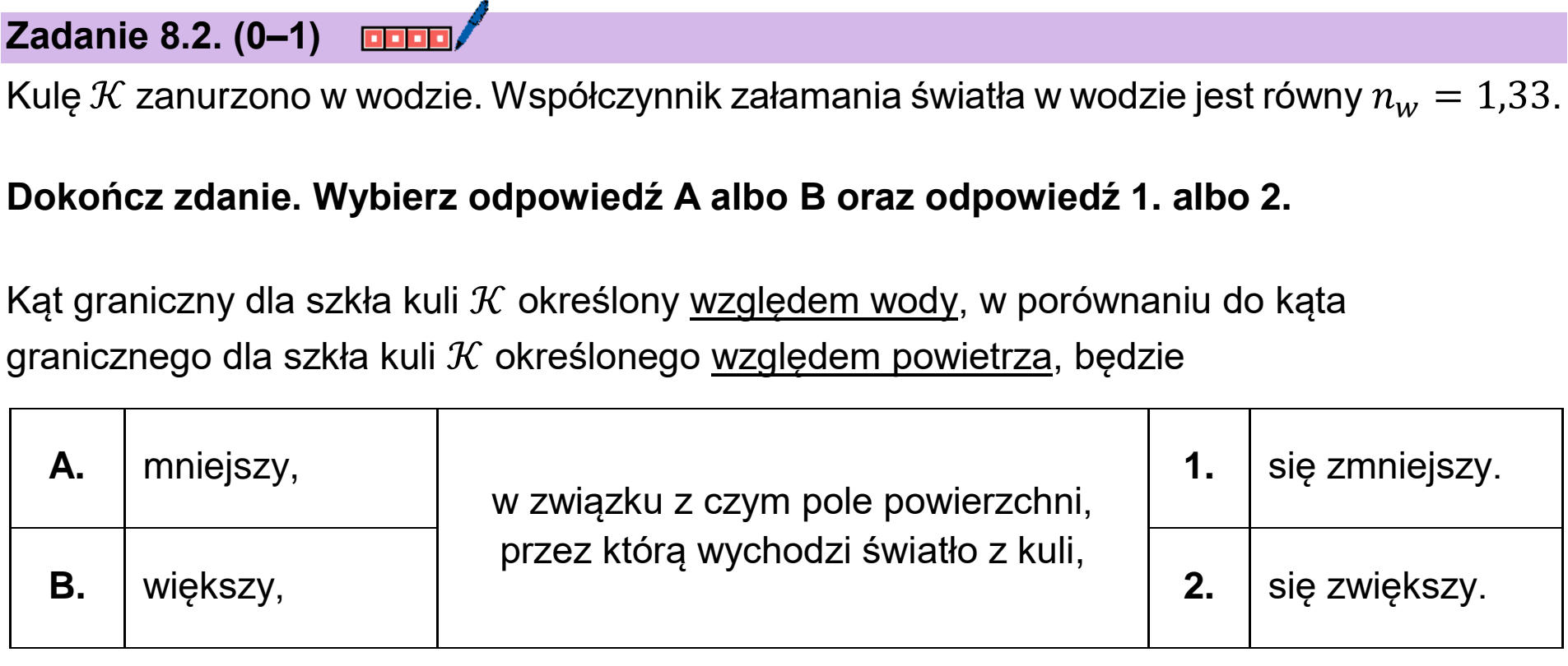 Matura, maj 2026, zadanie 8.2