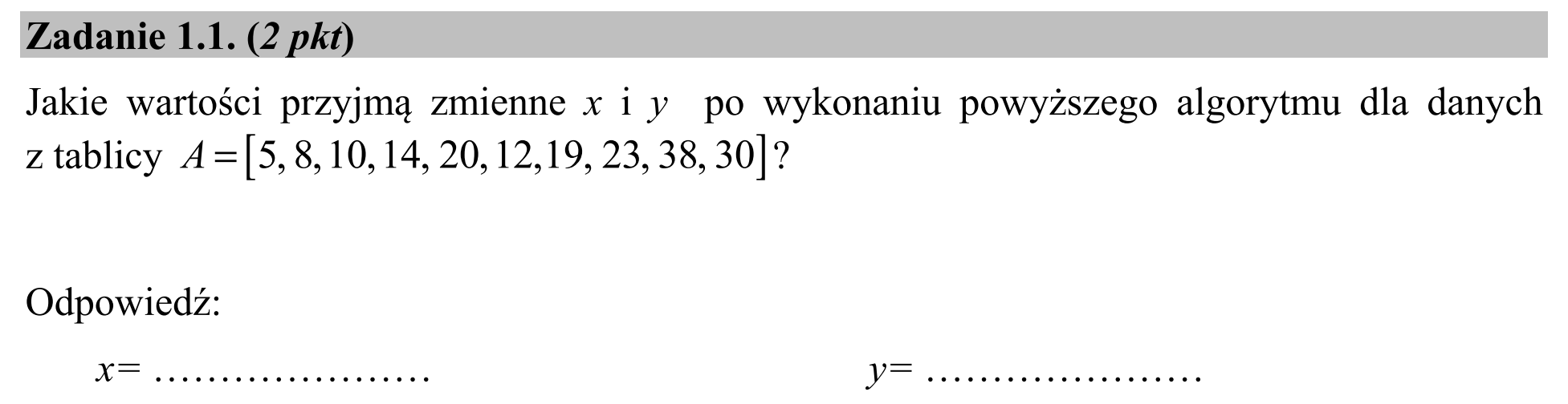 Matura, czerwiec 2020, zadanie 1.1