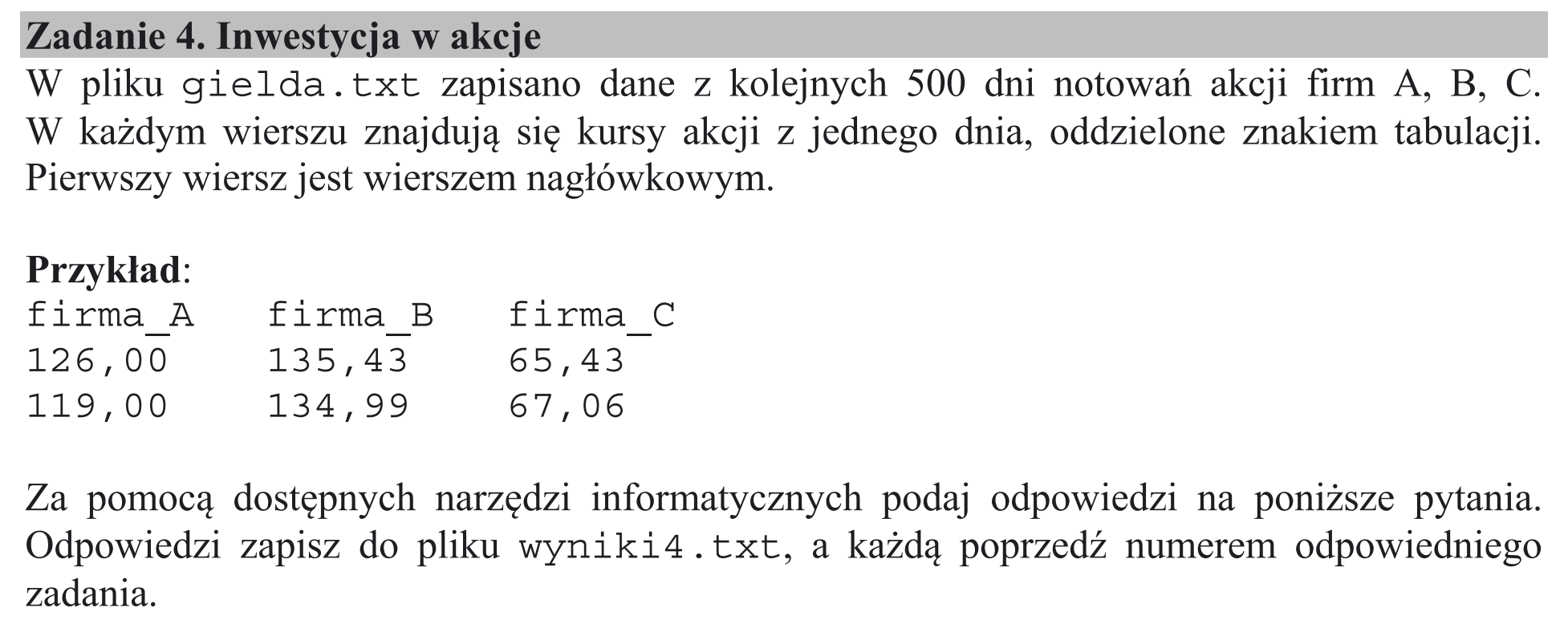 Matura, maj 2018, wstęp zadania 4