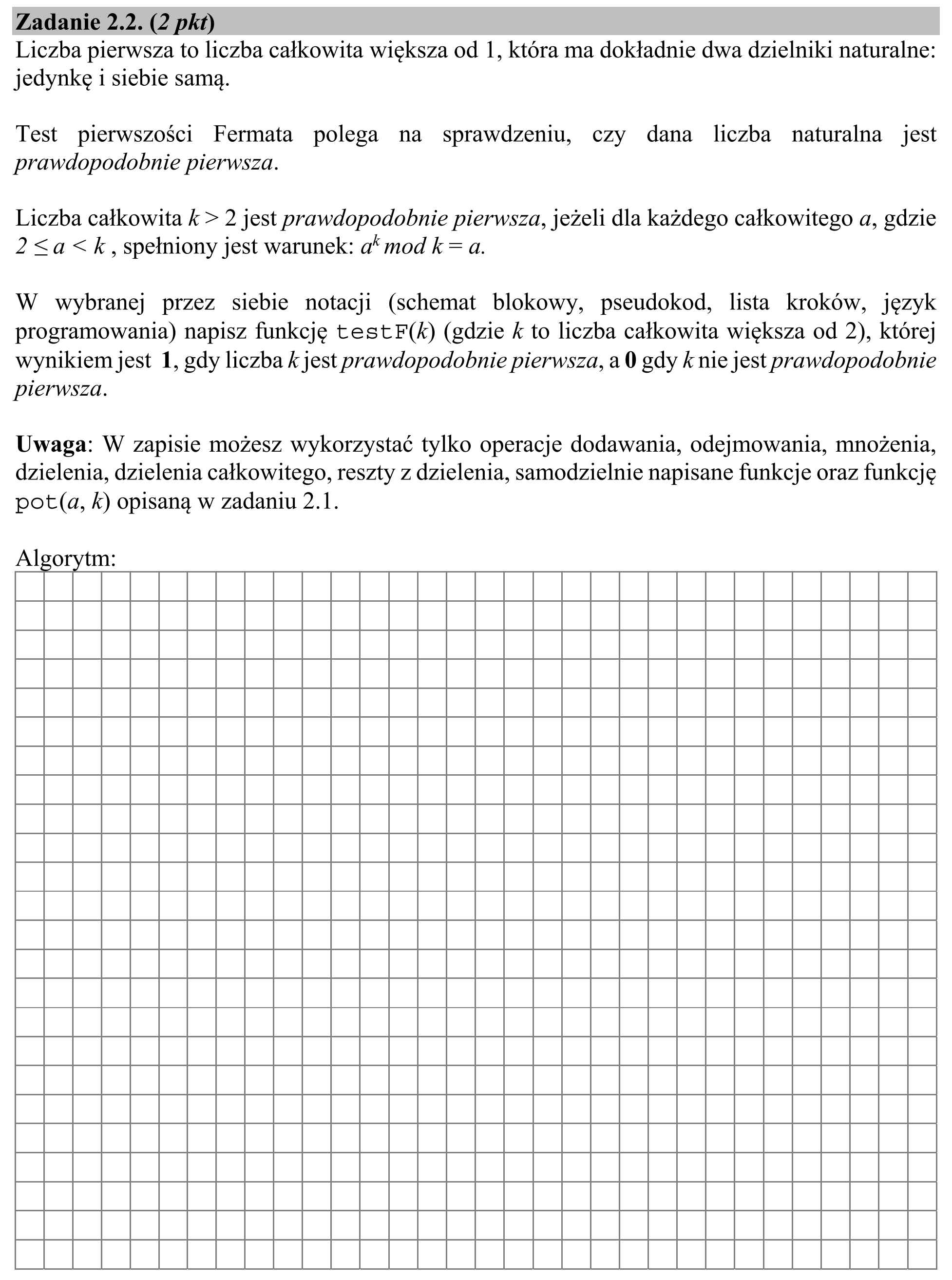 Matura, maj 2019, zadanie 2.2