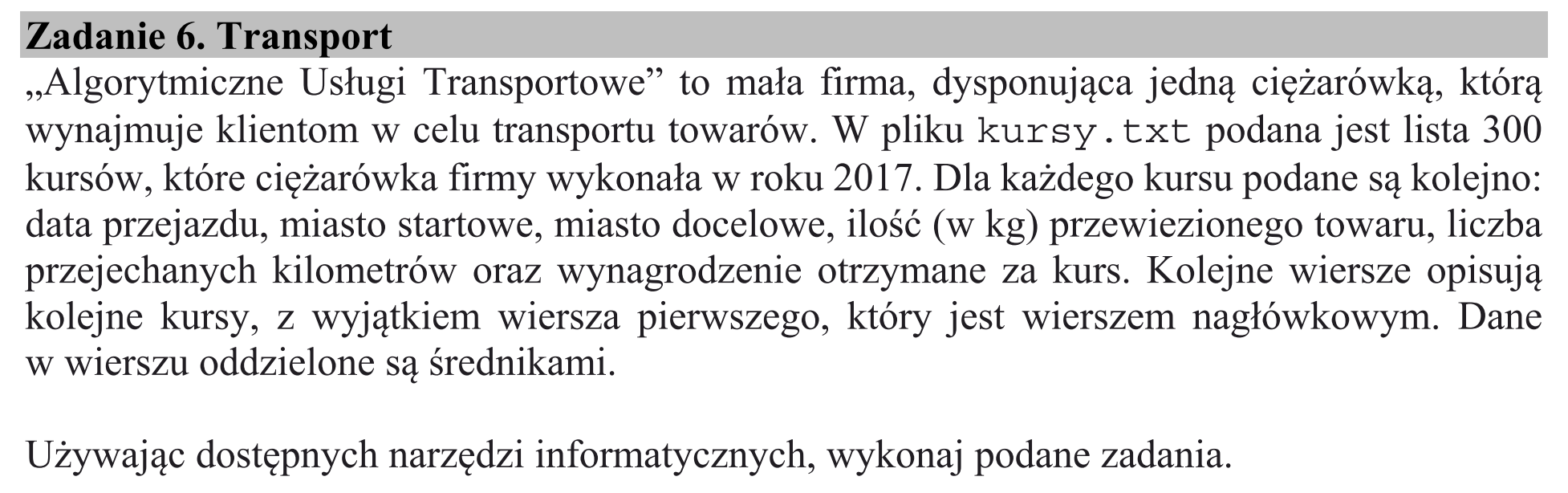 Matura, maj 2019, wstęp zadania 6