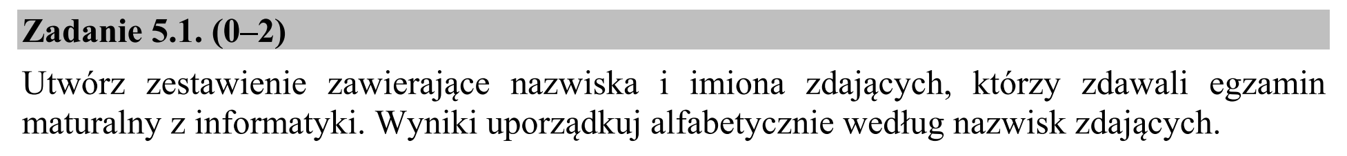 Matura dodatkowa, czerwiec 2016, zadanie 5.1