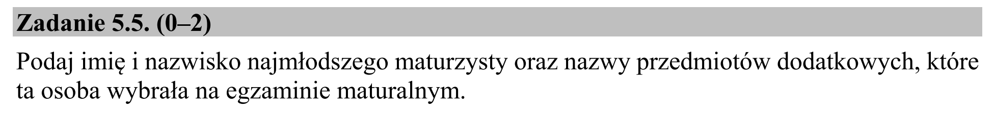 Matura dodatkowa, czerwiec 2016, zadanie 5.5