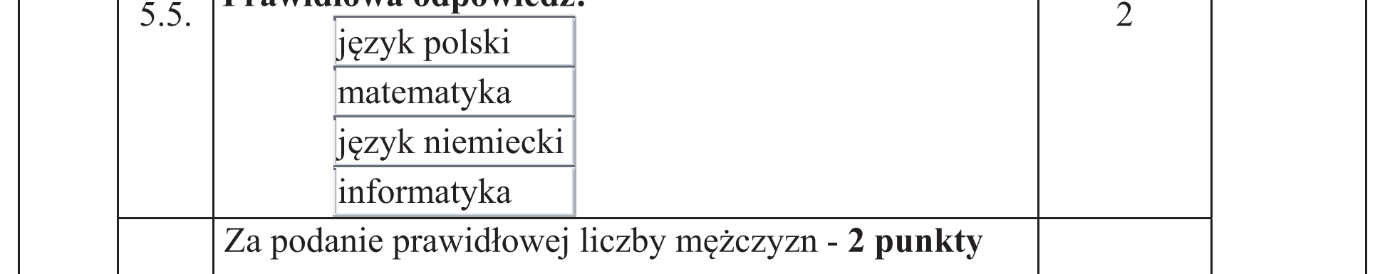 Matura dodatkowa, czerwiec 2016, odpowiedź do zadania 5.5