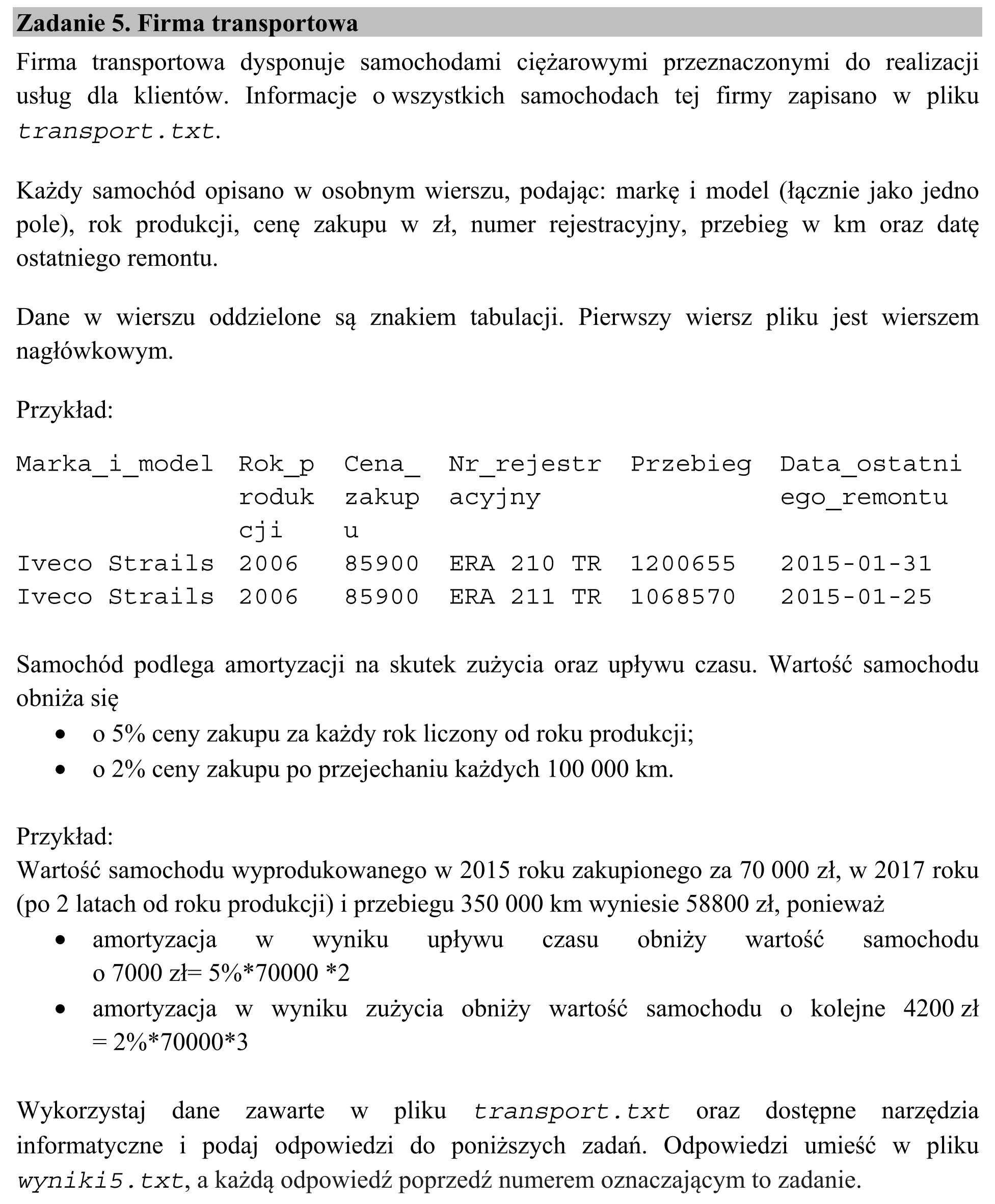 Matura dodatkowa, czerwiec 2017, wstęp zadania 5
