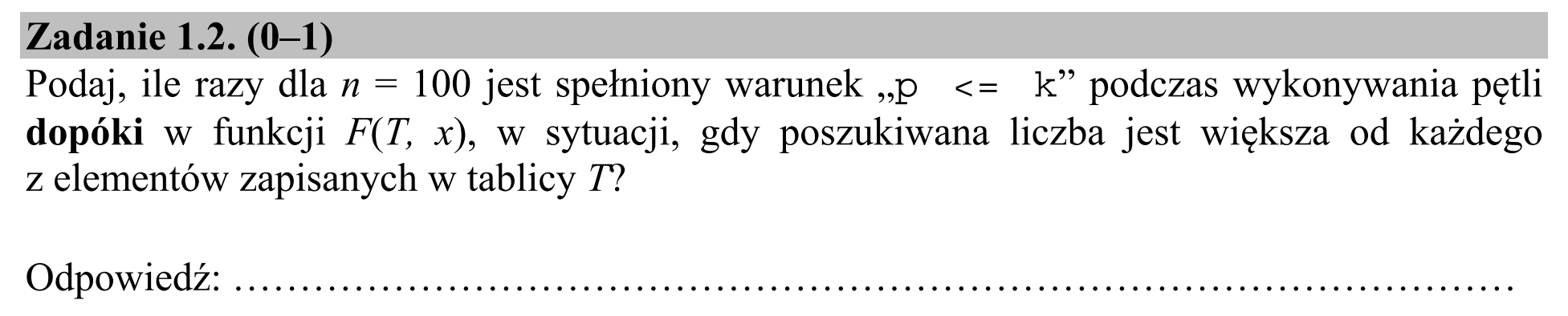 Matura dodatkowa, czerwiec 2018, zadanie 1.2