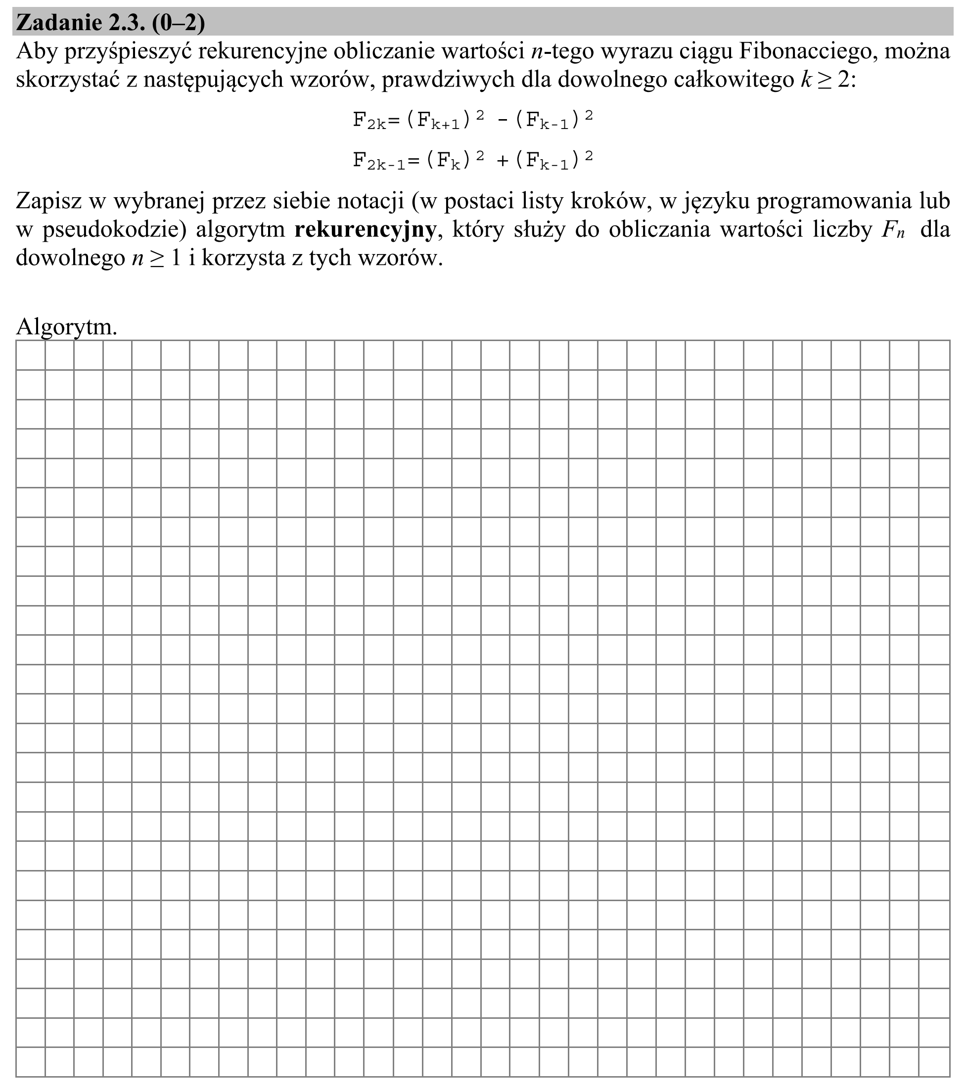 Matura dodatkowa, czerwiec 2018, zadanie 2.3