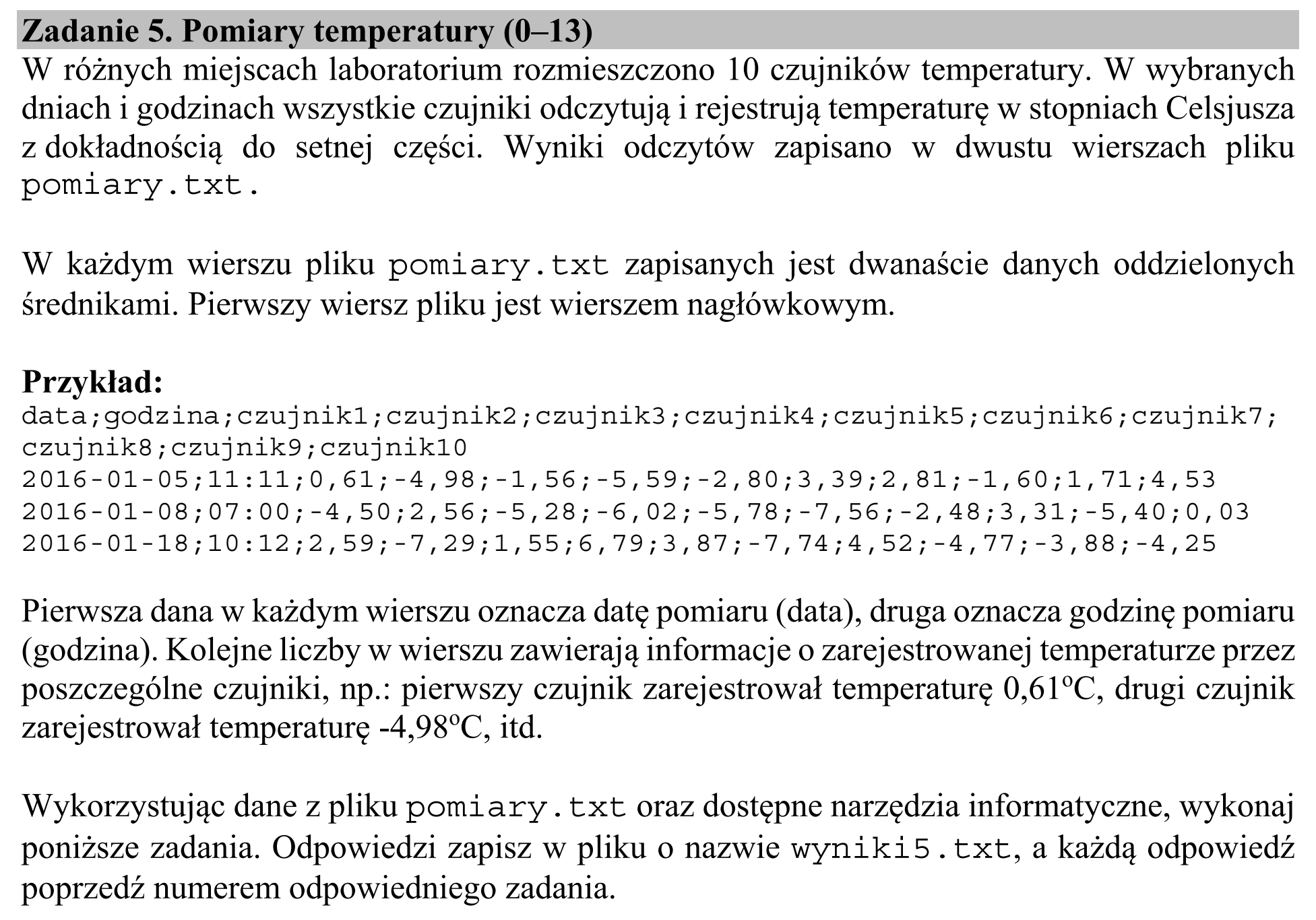 Matura dodatkowa, czerwiec 2018, wstęp zadania 5