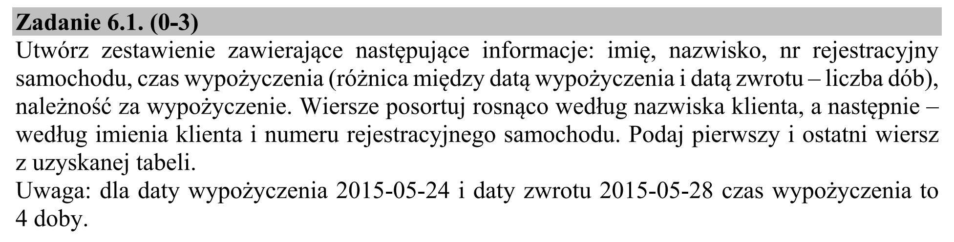 Matura dodatkowa, czerwiec 2018, zadanie 6.1