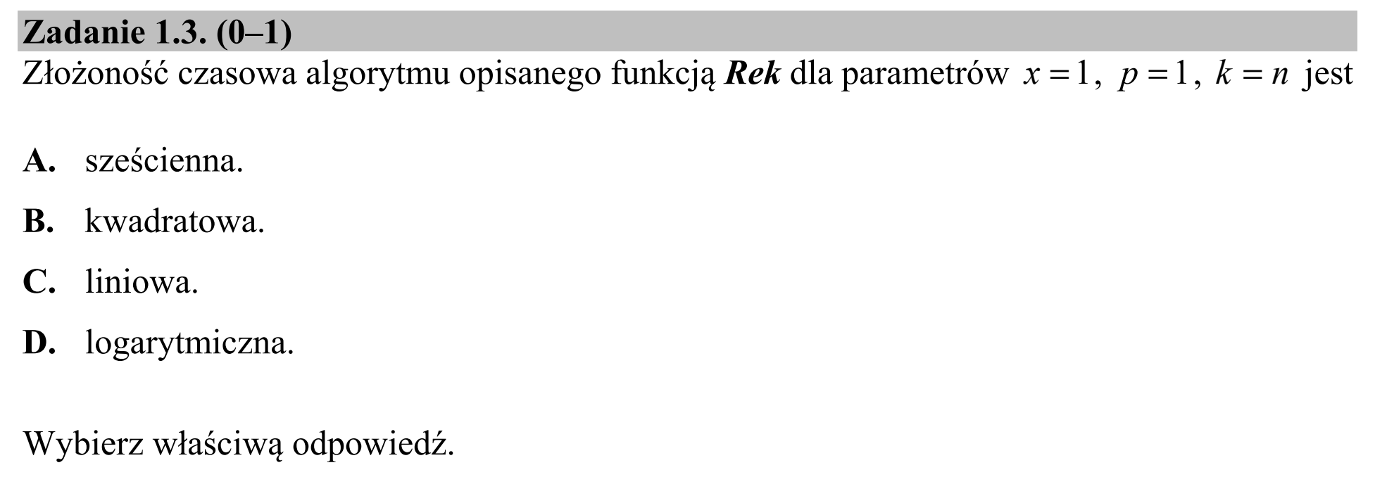 Matura dodatkowa, czerwiec 2019, zadanie 1.3