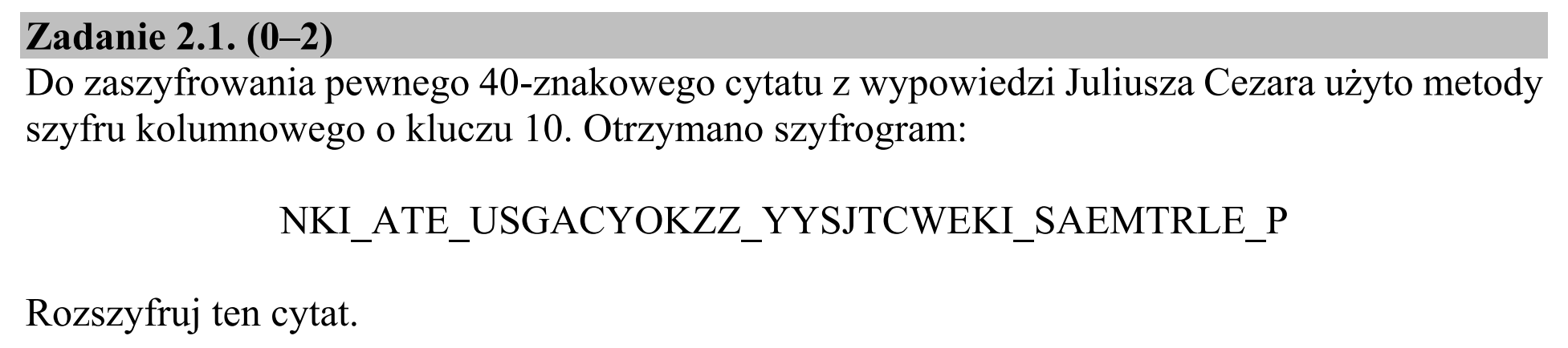 Matura dodatkowa, czerwiec 2019, zadanie 2.1