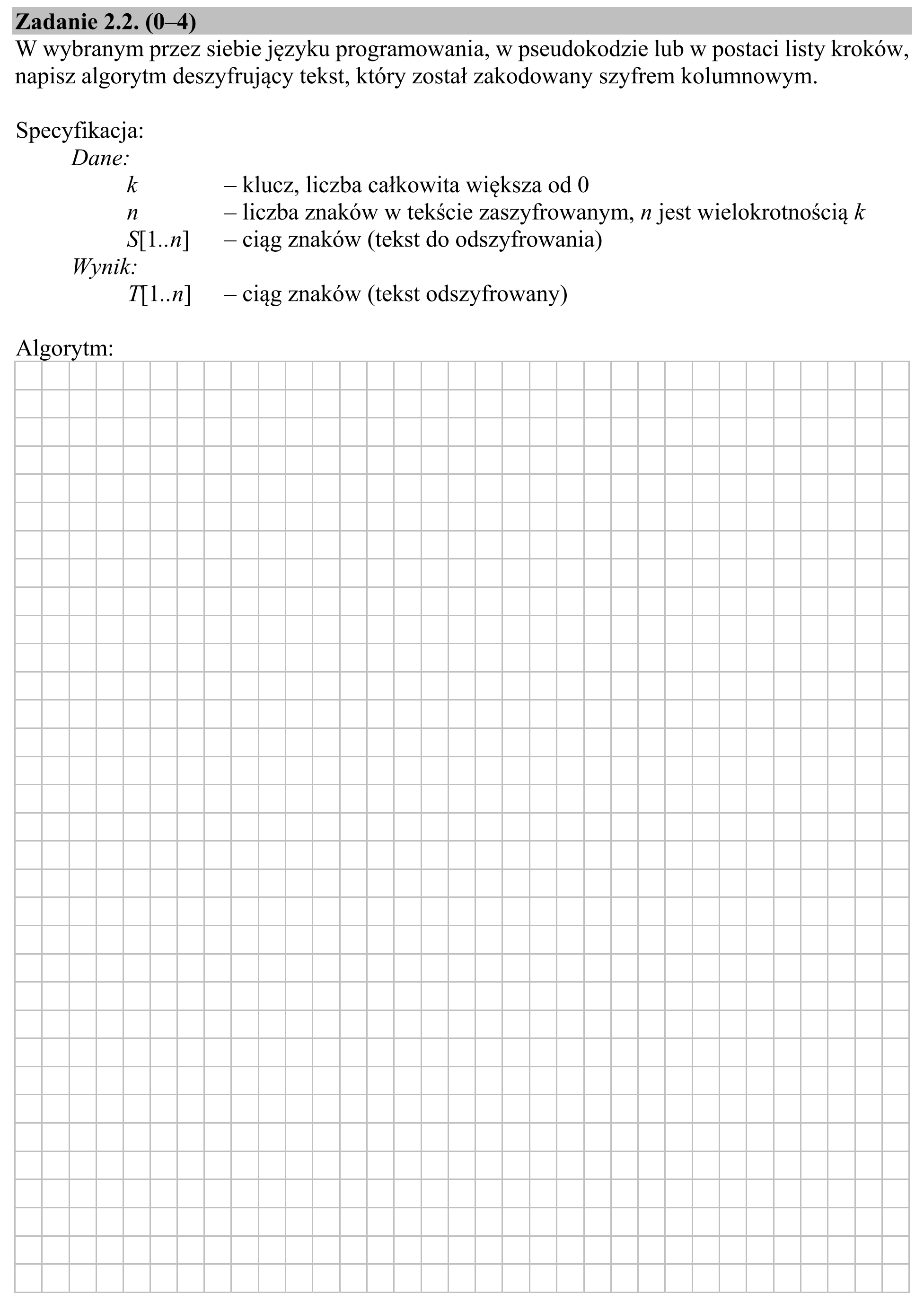 Matura dodatkowa, czerwiec 2019, zadanie 2.2