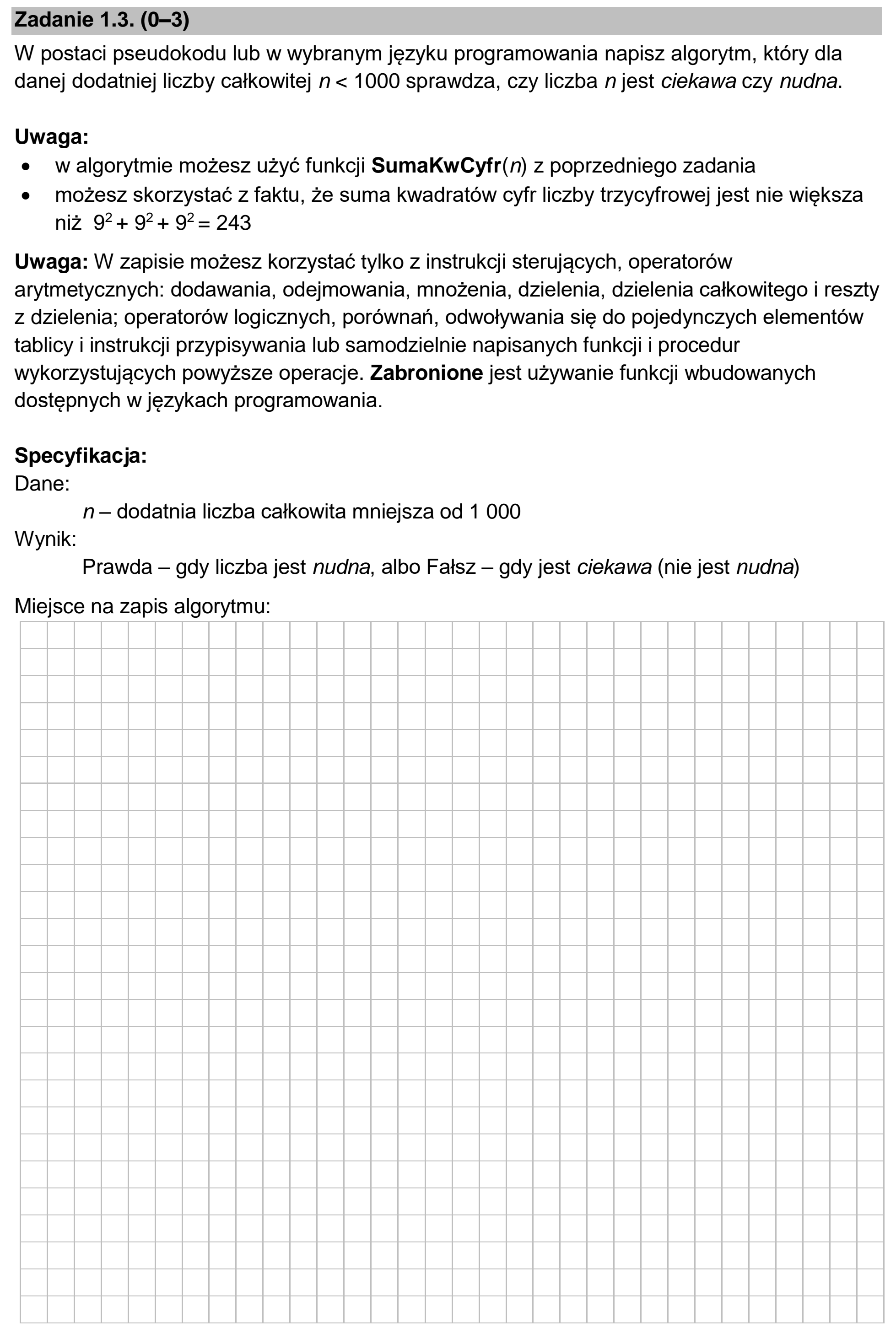 Matura dodatkowa, czerwiec 2022, zadanie 1.3