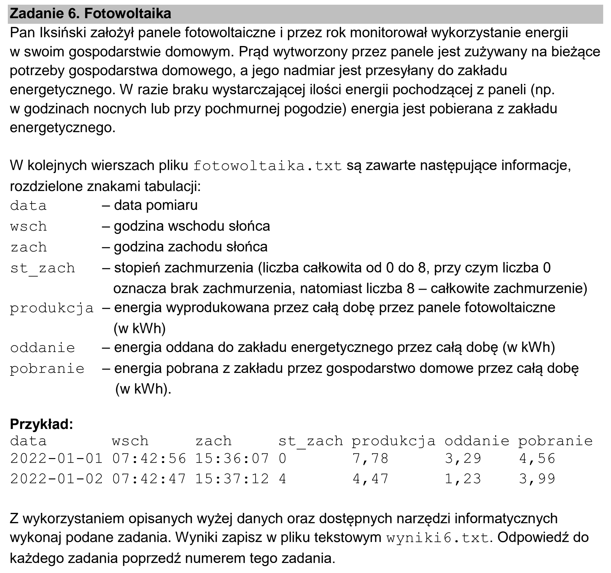 Matura dodatkowa, czerwiec 2025, wstęp zadania 6