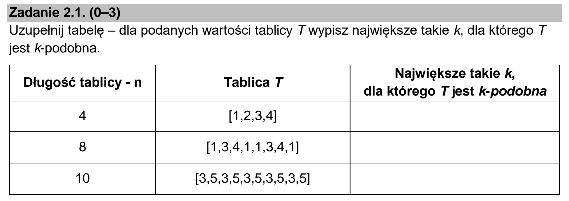 Matura dodatkowa, czerwiec 2026, zadanie 2.1