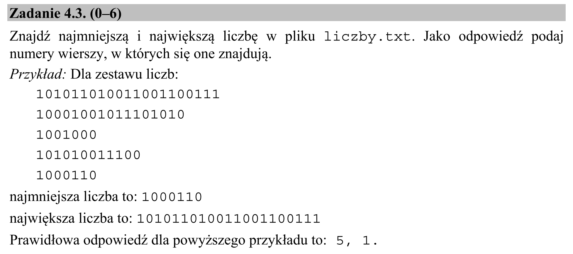 Matura, maj 2015, zadanie 4.3