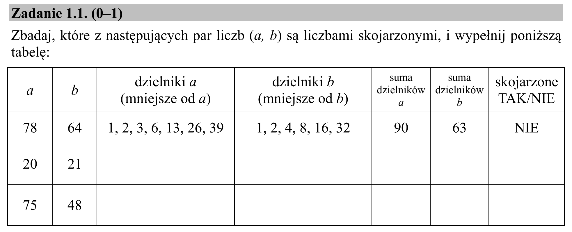 Matura, maj 2016, zadanie 1.1