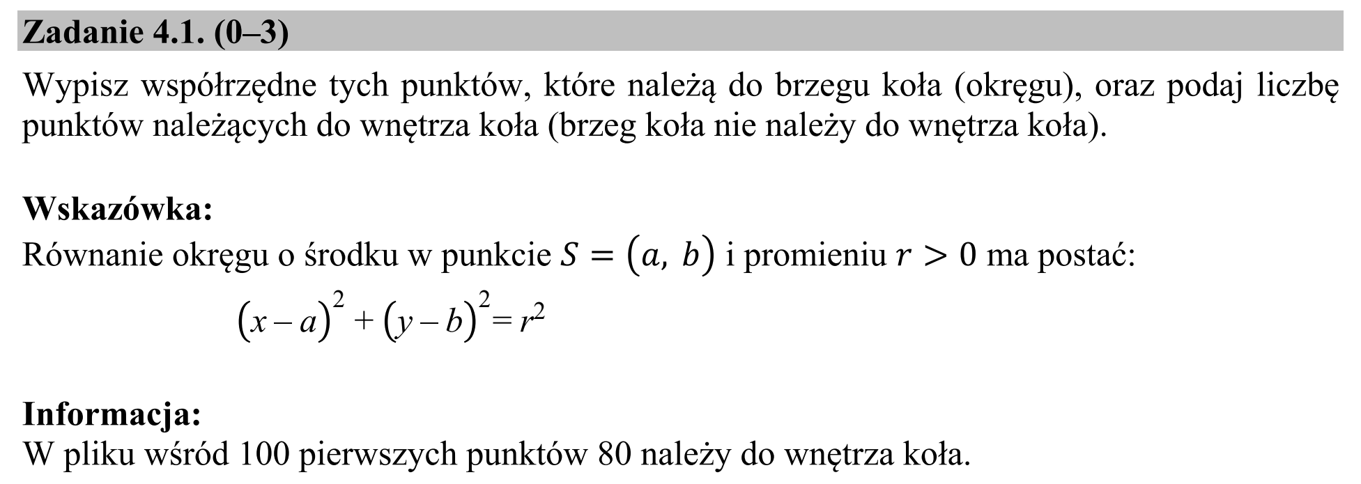 Matura, maj 2016, zadanie 4.1