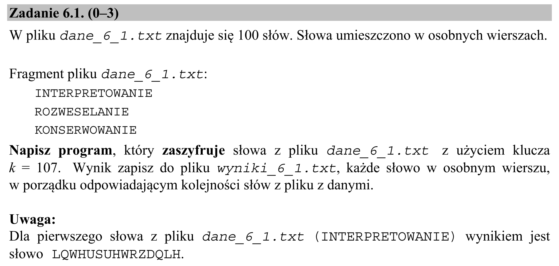 Matura, maj 2016, zadanie 6.1