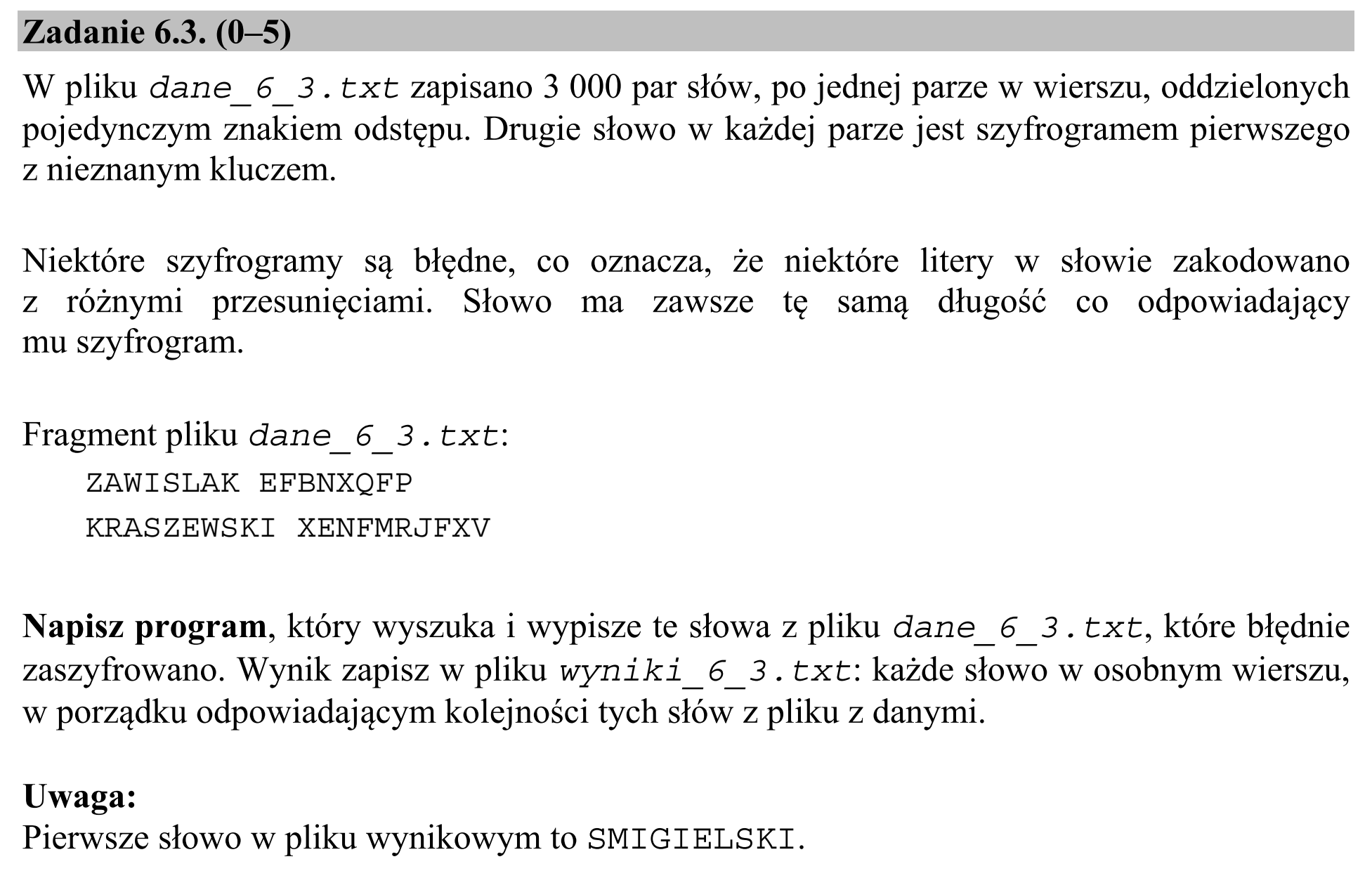 Matura, maj 2016, zadanie 6.3