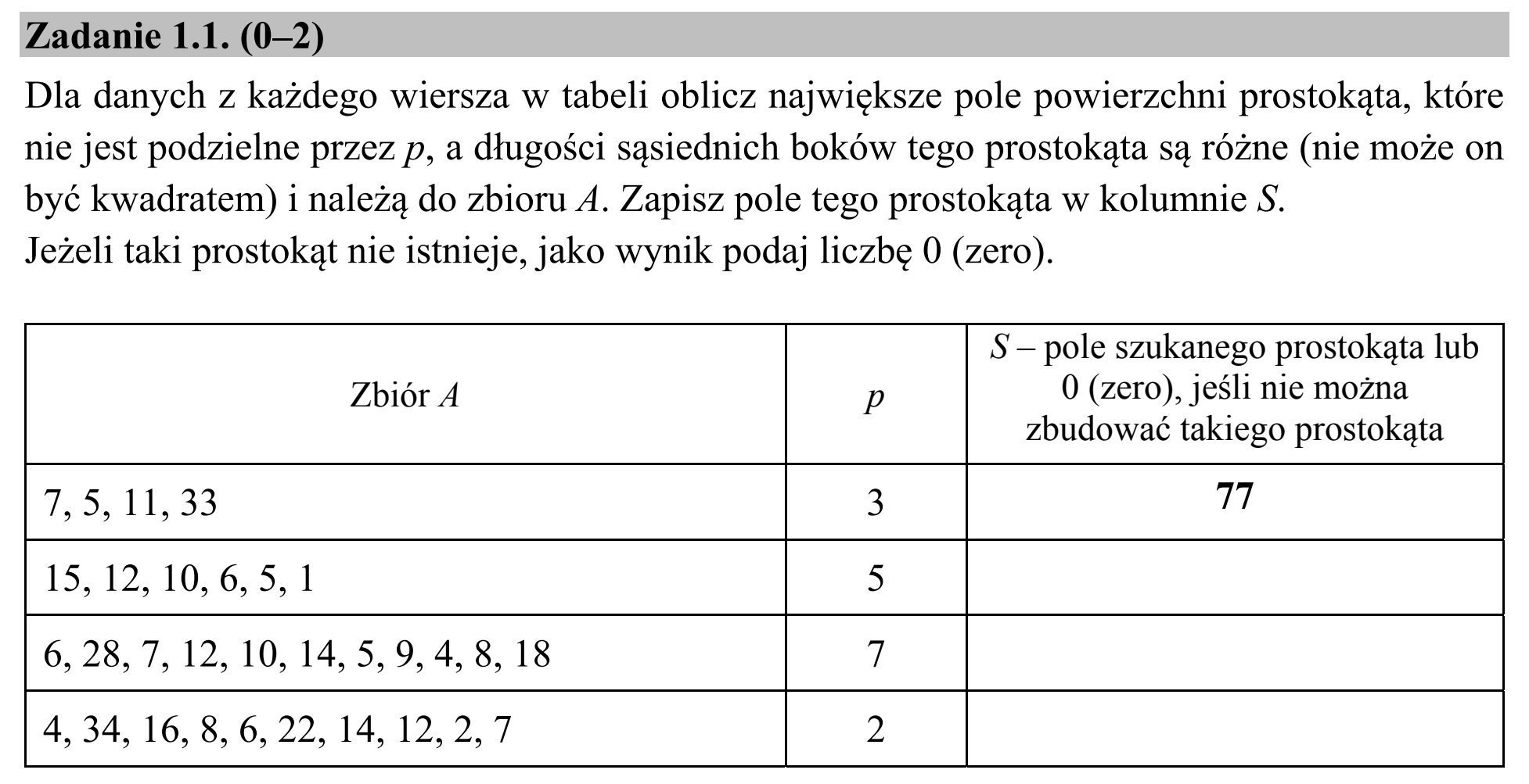 Matura, maj 2017, zadanie 1.1
