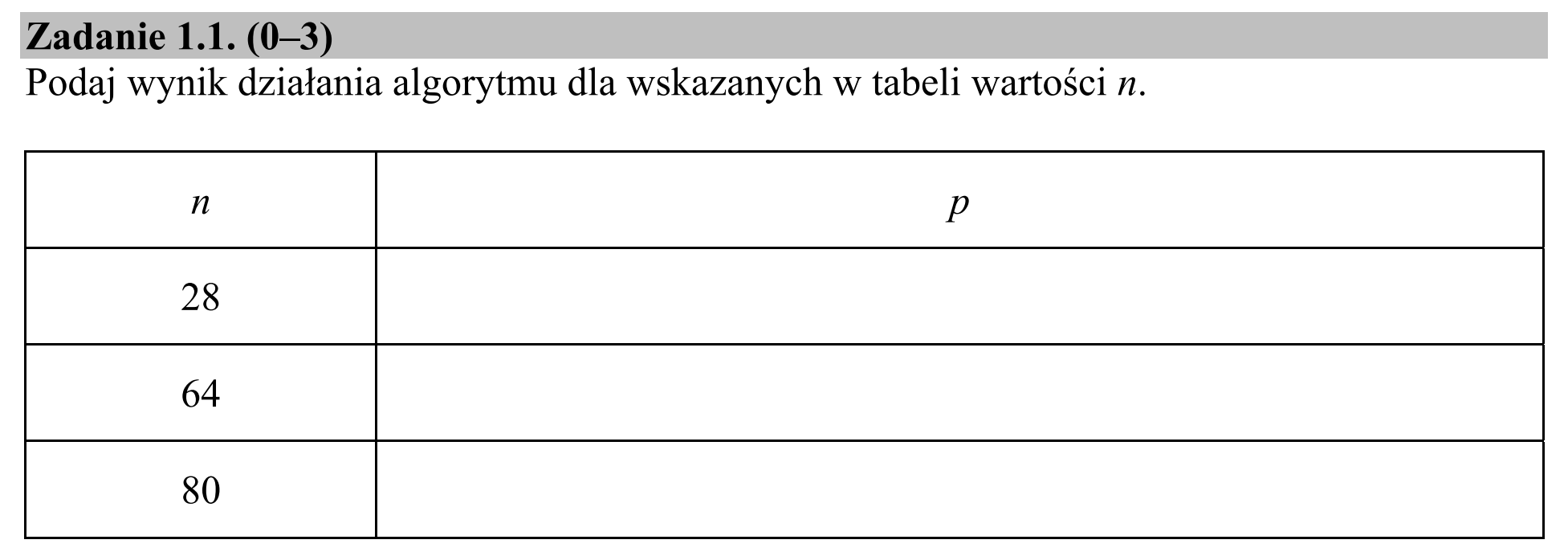 Matura, maj 2018, zadanie 1.1