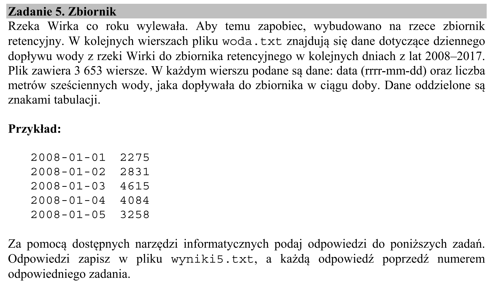 Matura, maj 2018, wstęp zadania 5