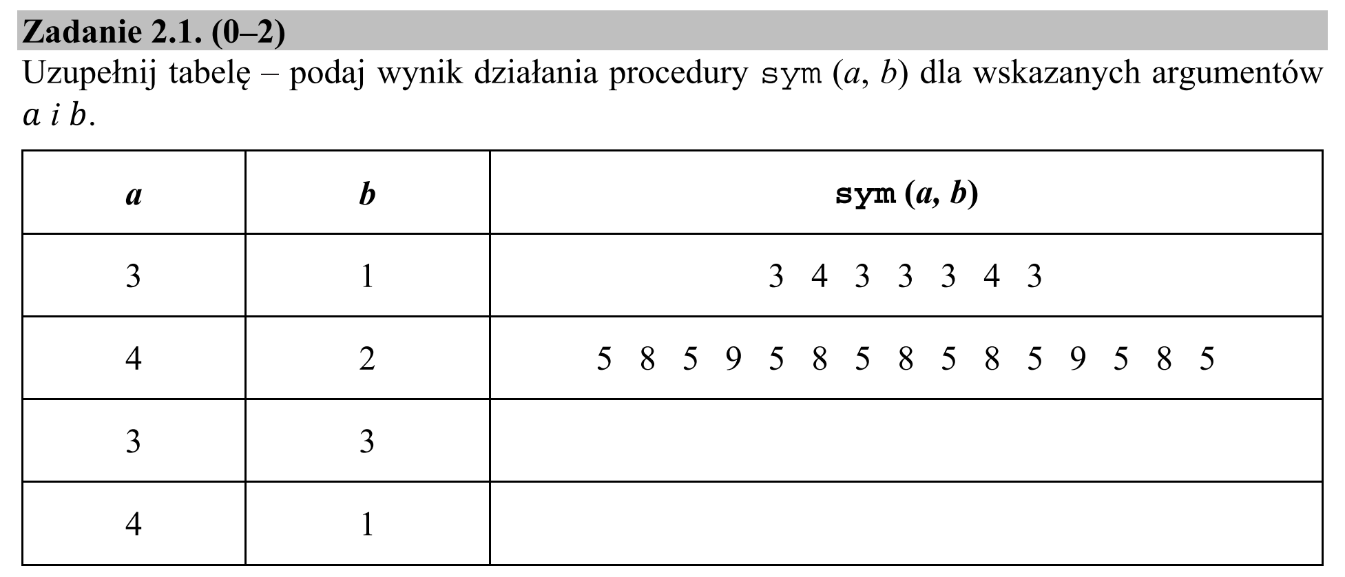 Matura, maj 2020, zadanie 2.1