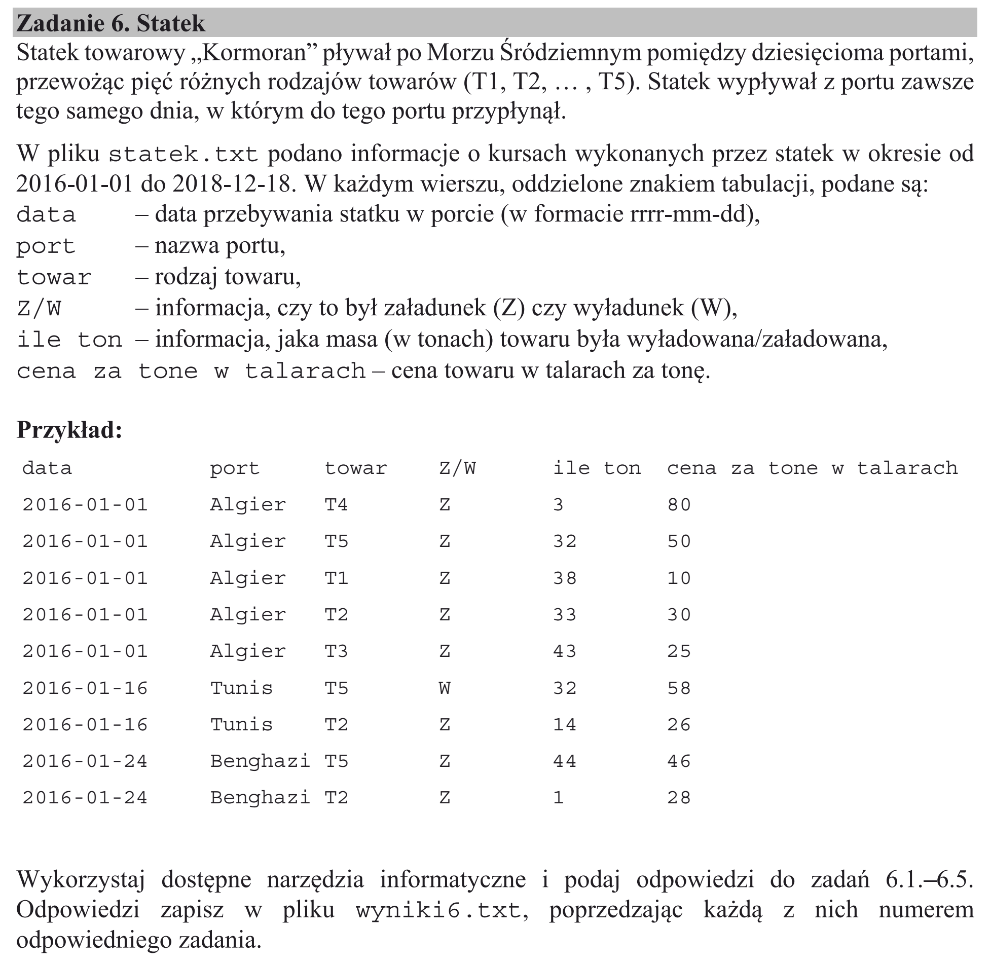 Matura, maj 2020, wstęp zadania 6