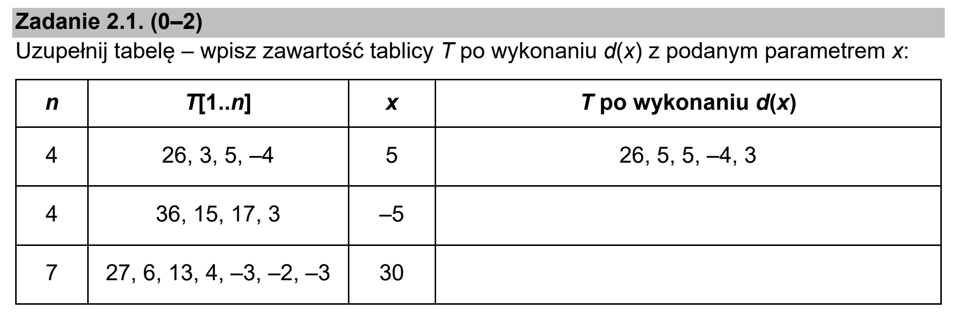 Matura, maj 2021, zadanie 2.1