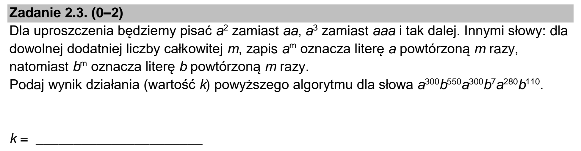 Matura, maj 2022, zadanie 2.3