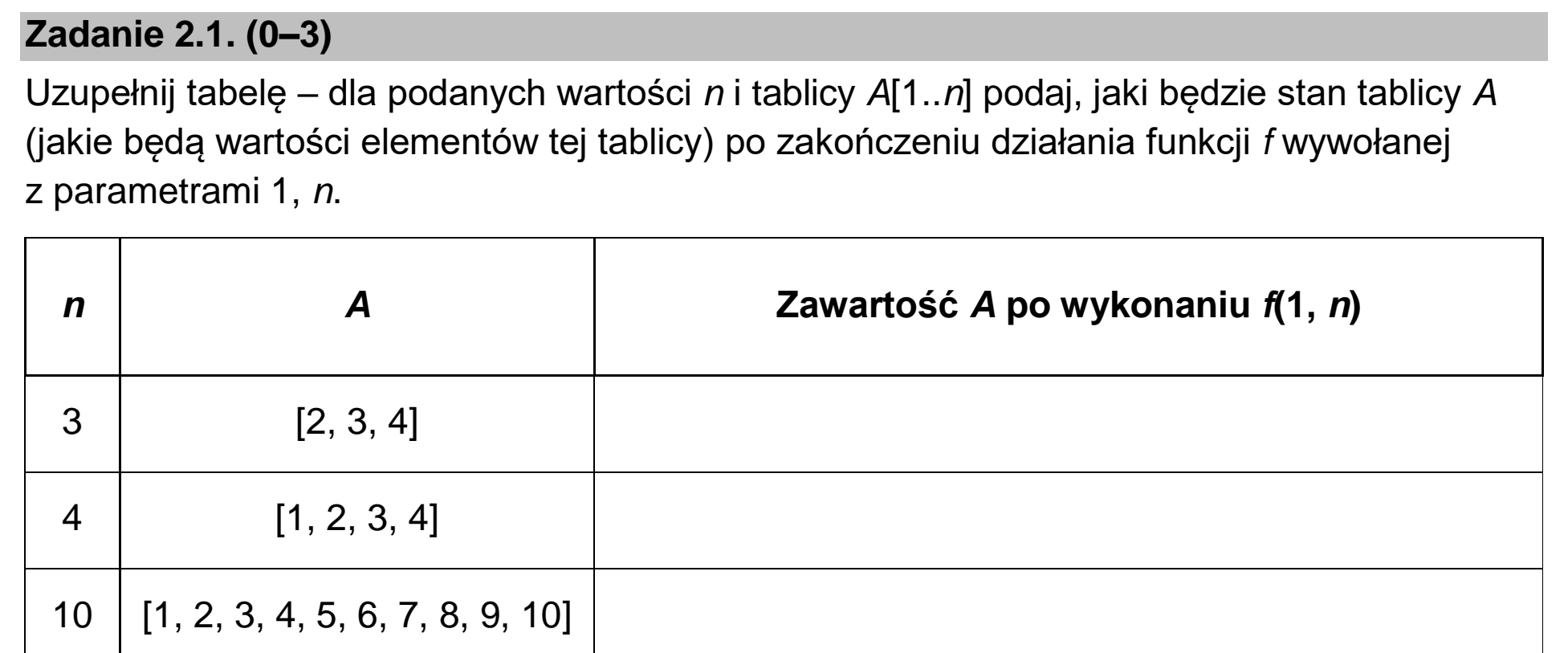 Matura, maj 2023, zadanie 2.1