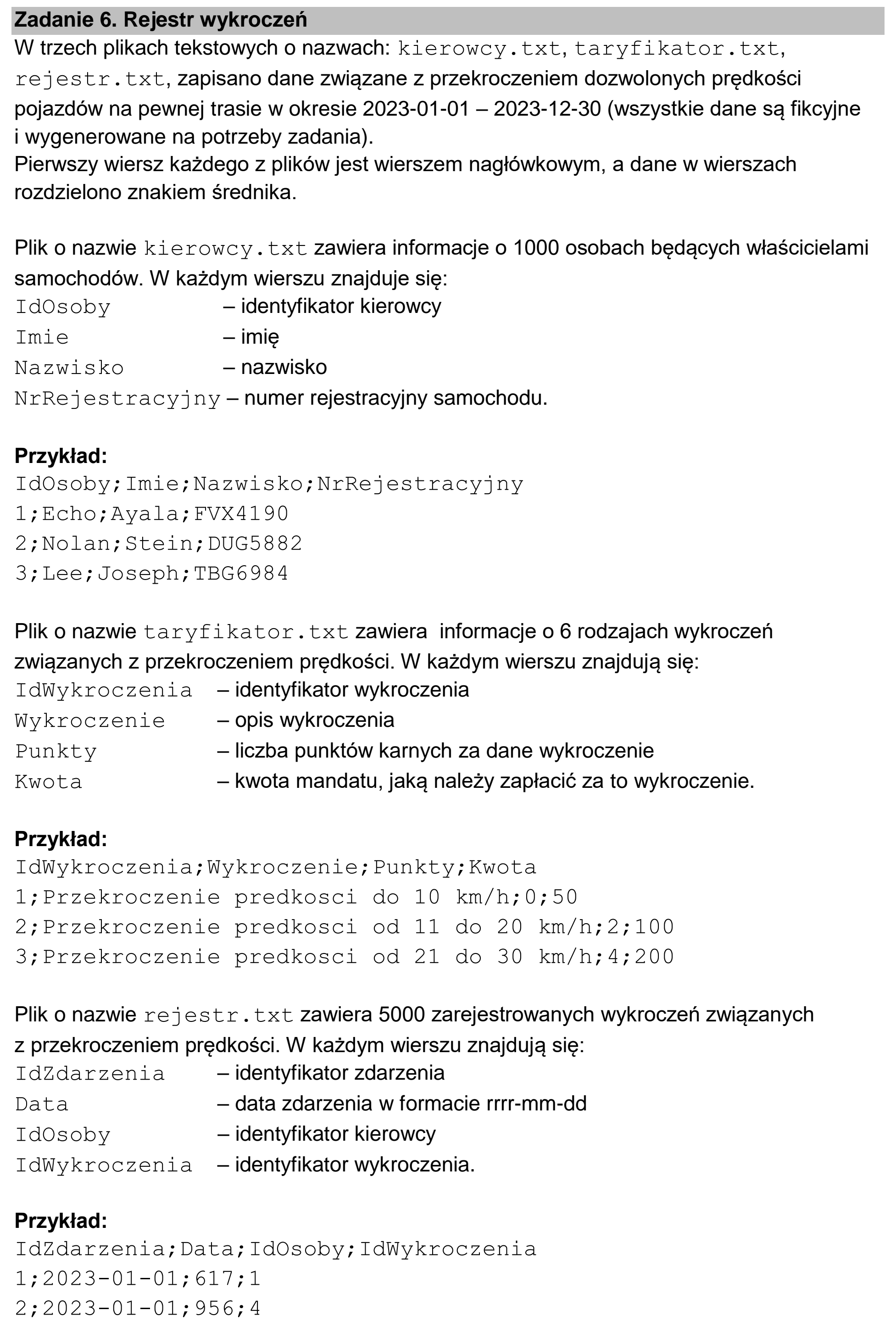 Matura, maj 2024, wstęp zadania 6, fragment 1
