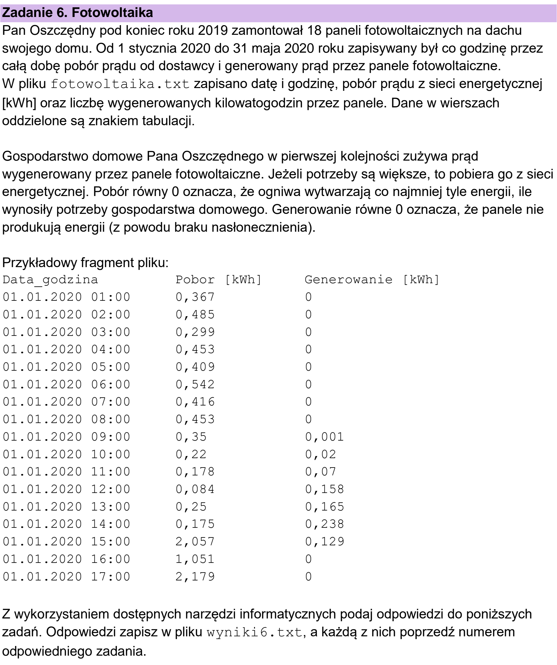 Matura dodatkowa, czerwiec 2023, wstęp zadania 6