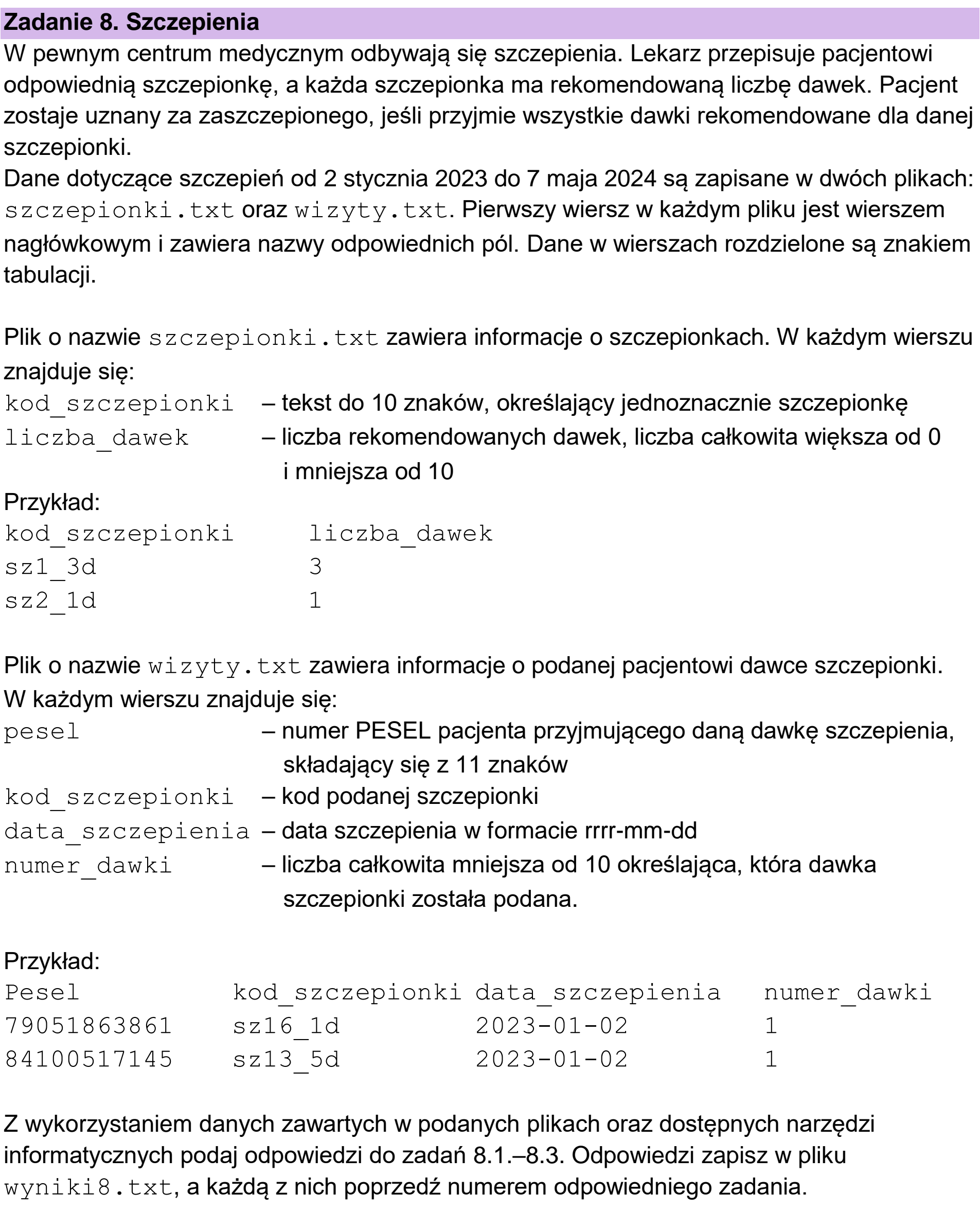 Matura dodatkowa, czerwiec 2024, wstęp zadania 8