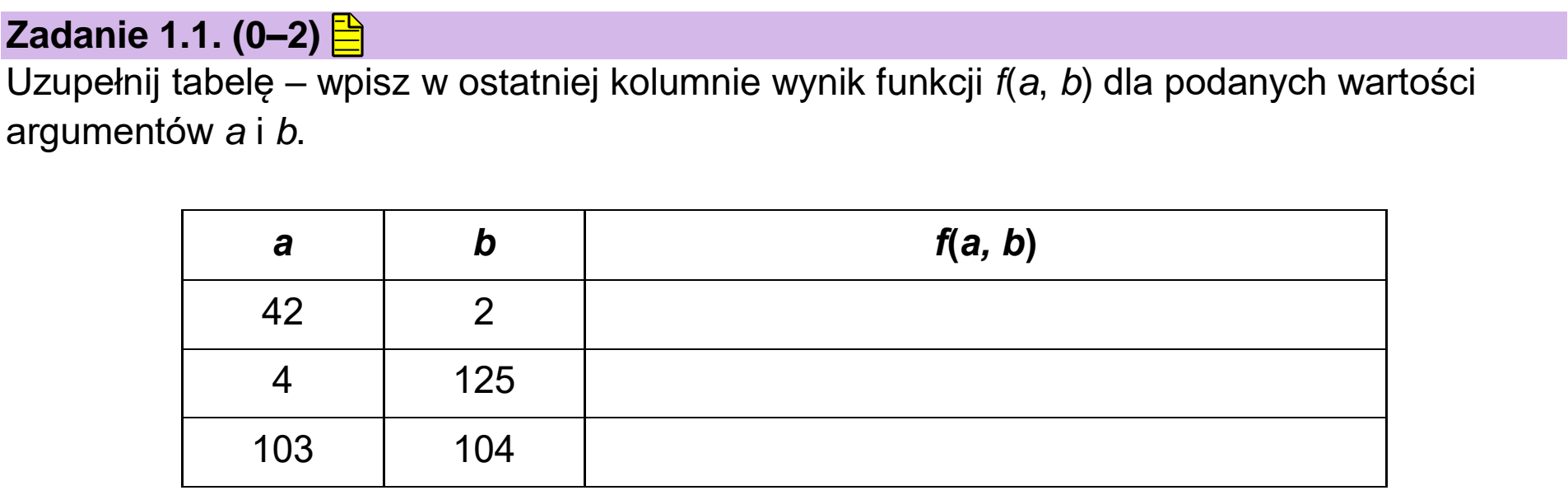 Matura dodatkowa, czerwiec 2025, zadanie 1.1