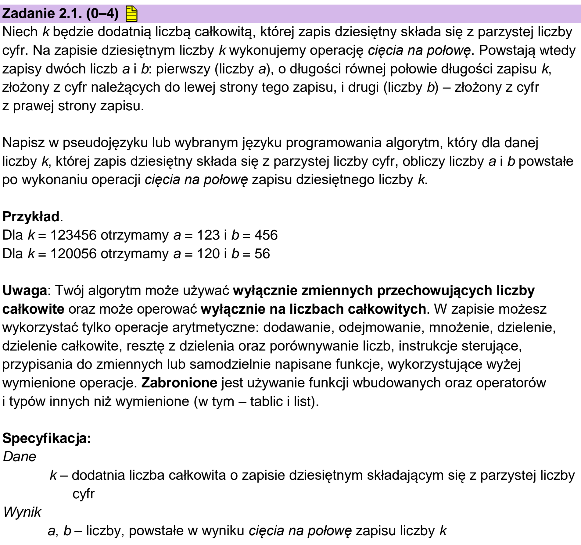 Matura dodatkowa, czerwiec 2025, zadanie 2.1, fragment 1